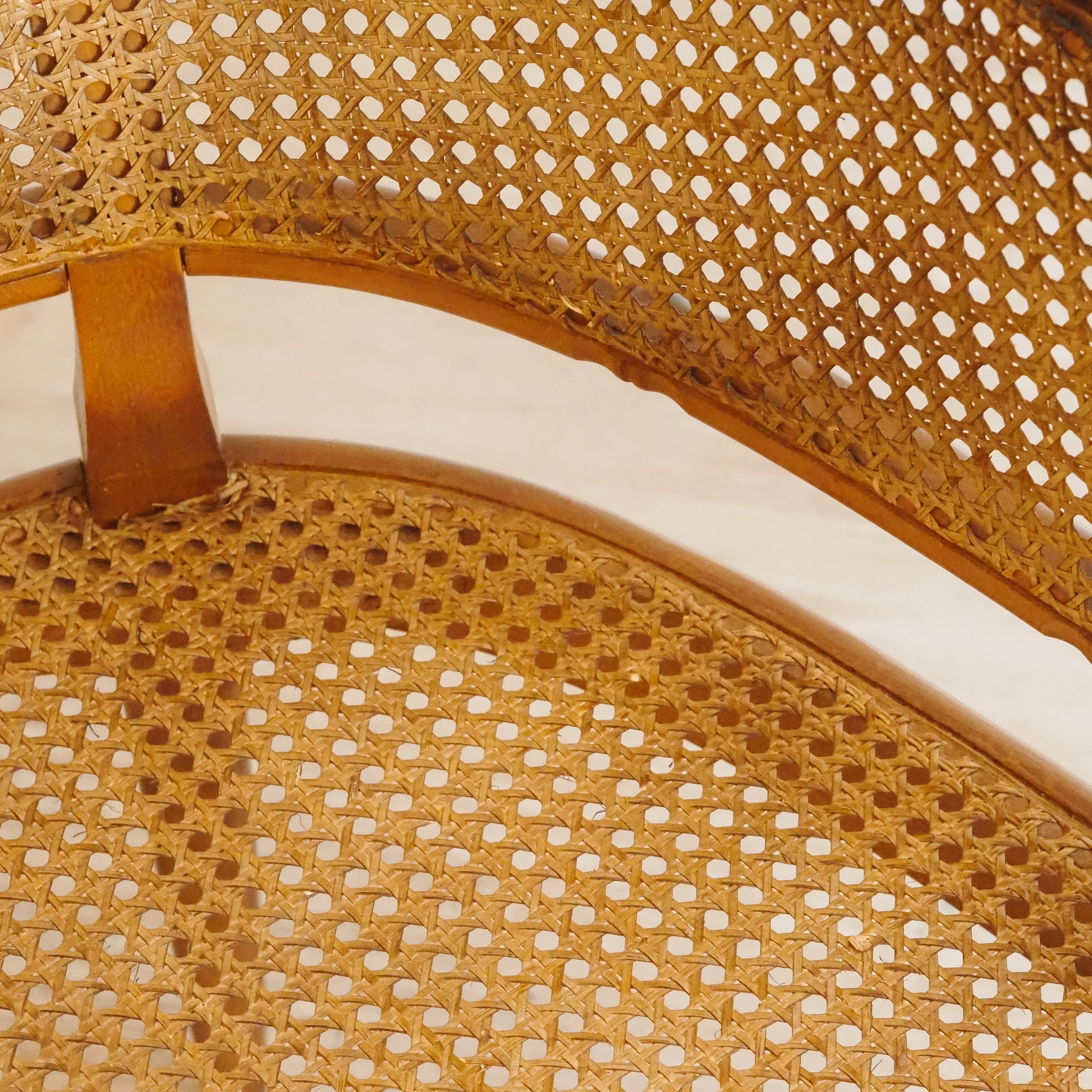 Faux Bamboo Sessel mit Wiener Geflecht, Vintage um 1970