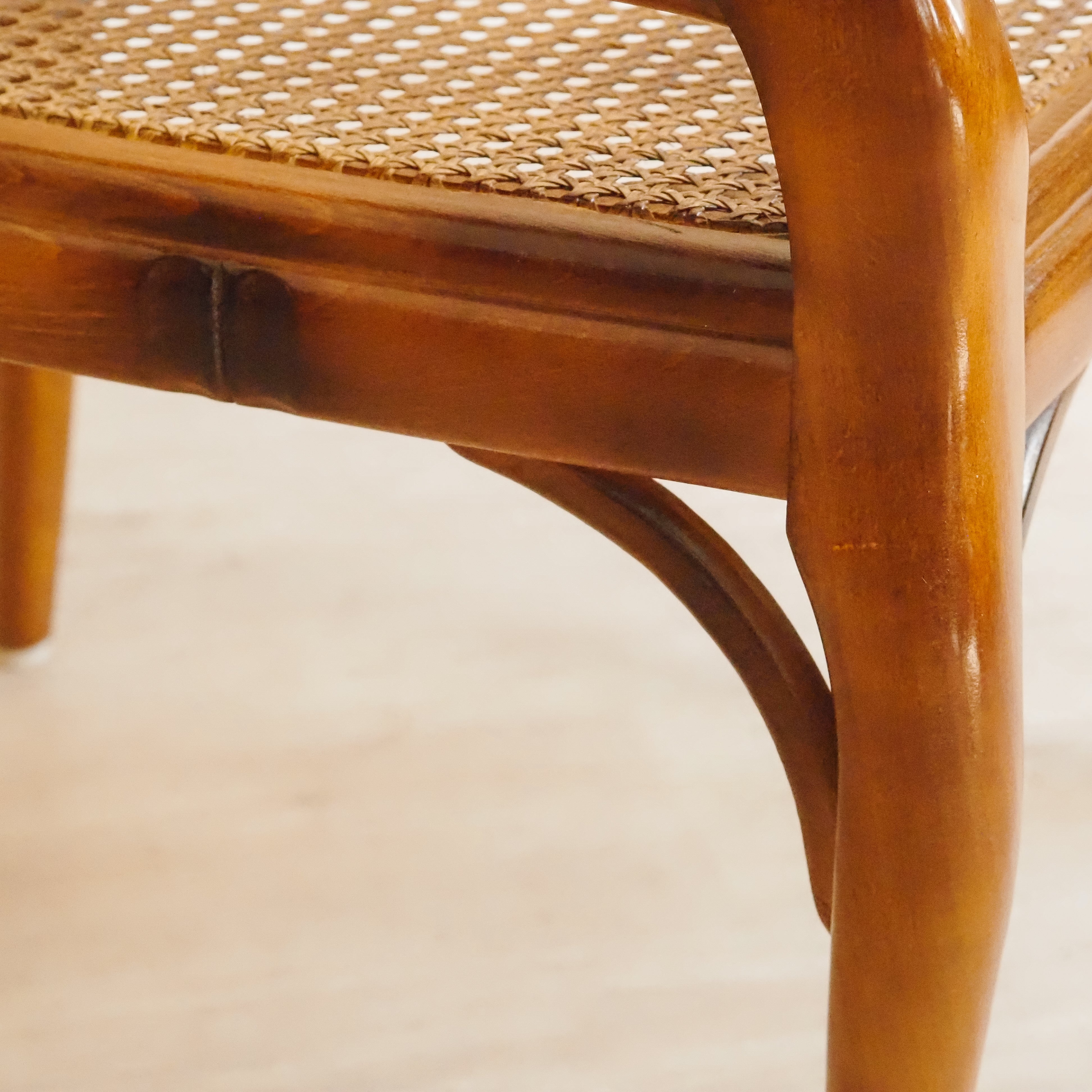 Faux Bamboo Sessel mit Wiener Geflecht, Vintage um 1970