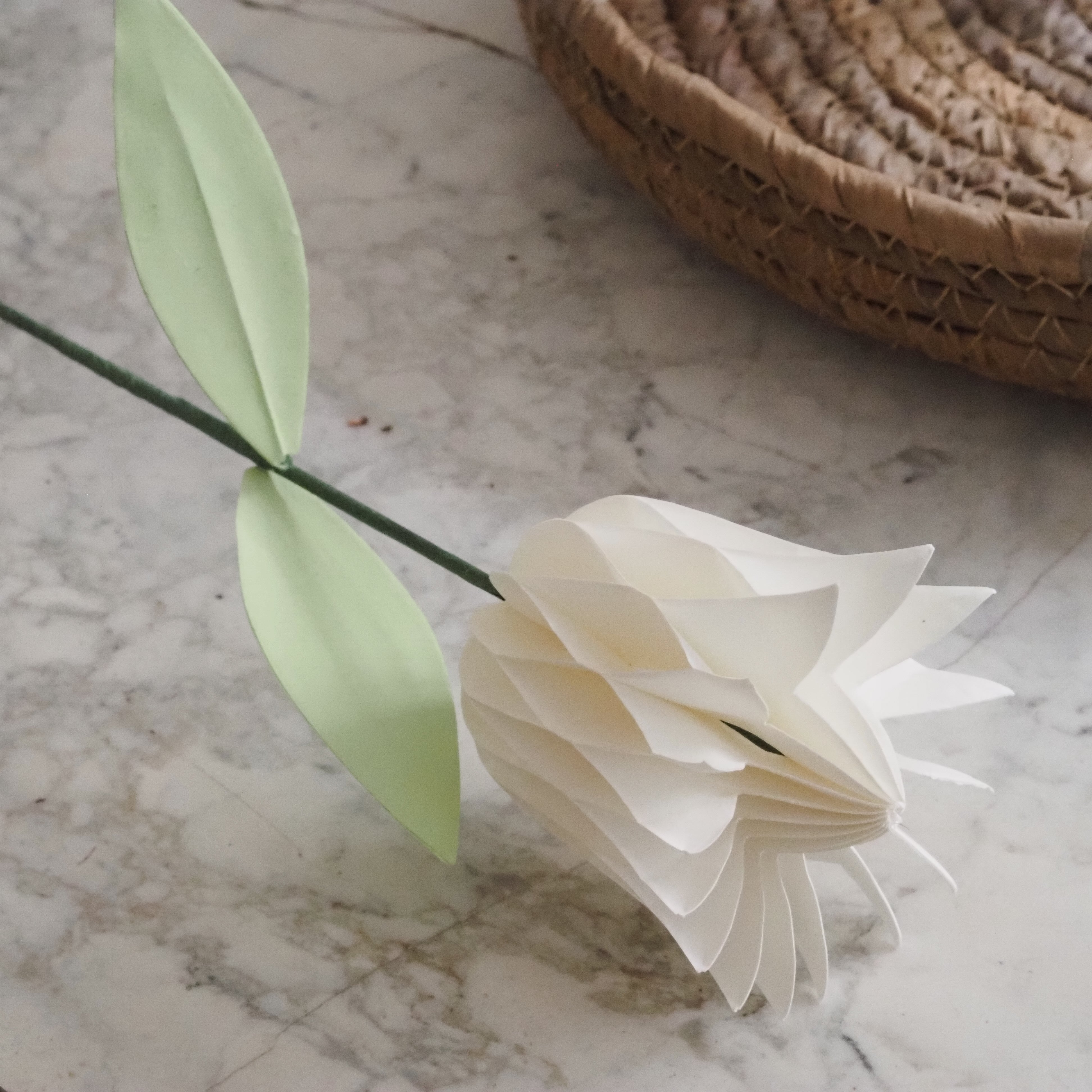 Papiertulpe in Weiß · Faltblüte mit Magnetverschluss / Frühlingsdeko