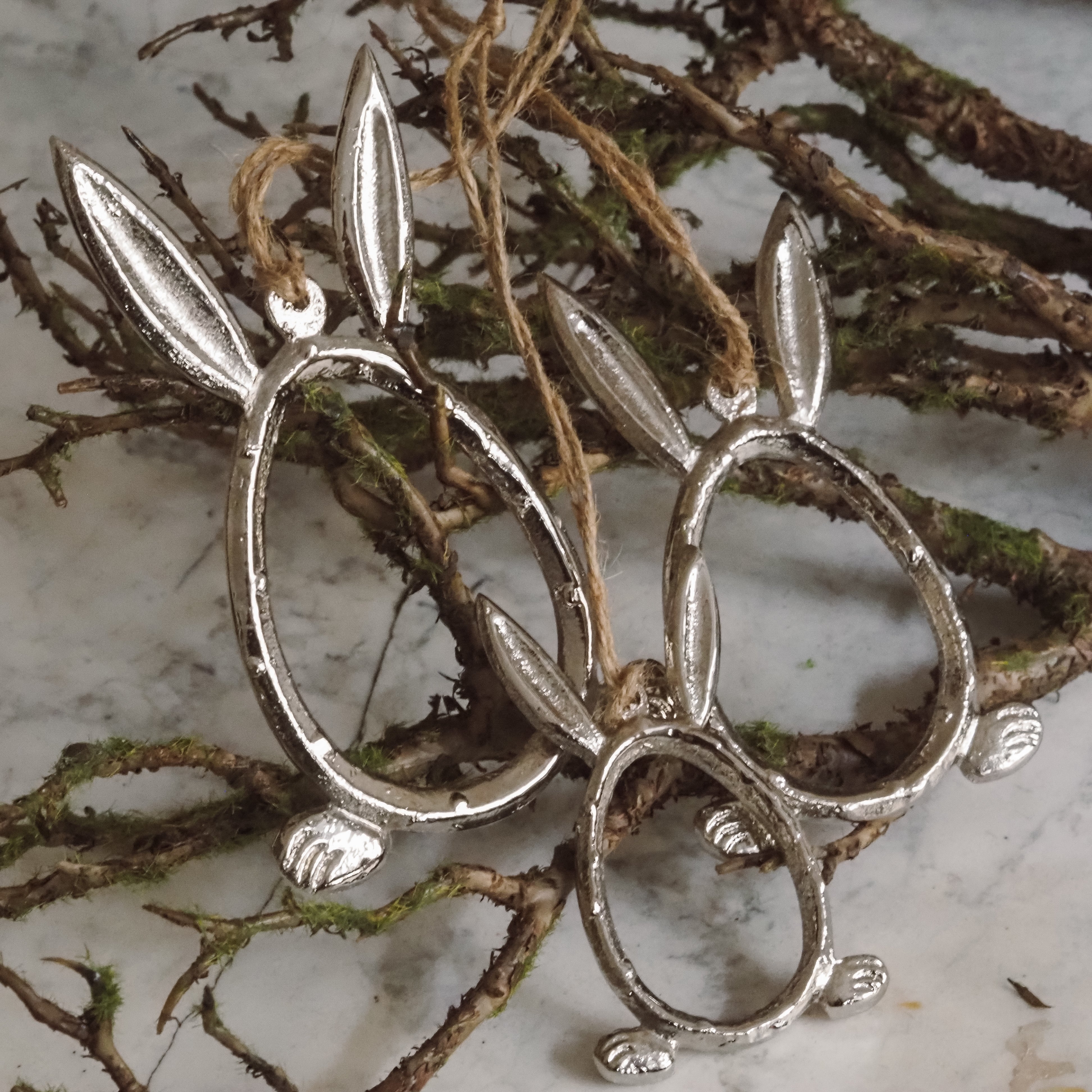 Metall Hasen Silhouette · Hängedekoration im 3er-Set für Ostern