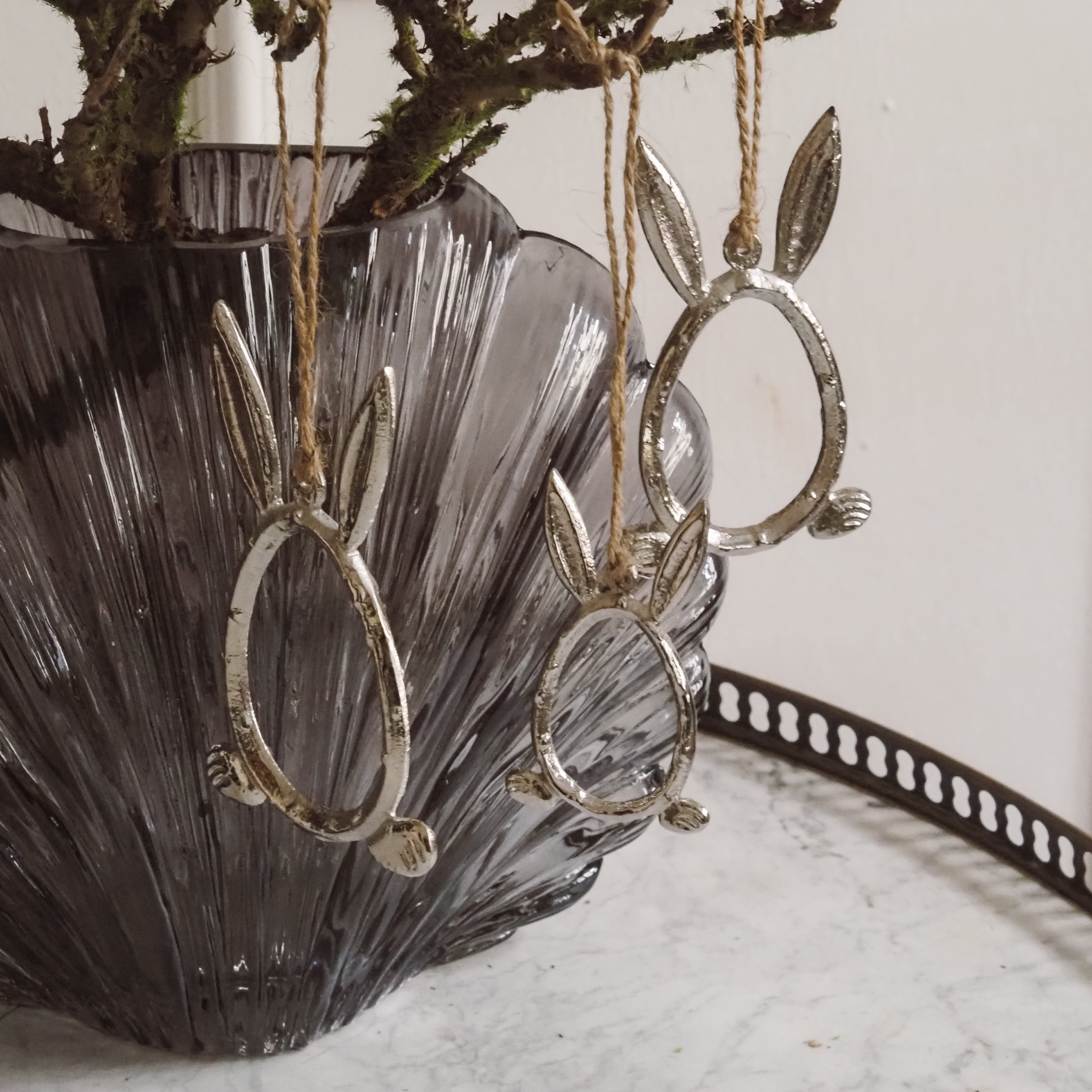 Metall Hasen Silhouette · Hängedekoration im 3er-Set für Ostern