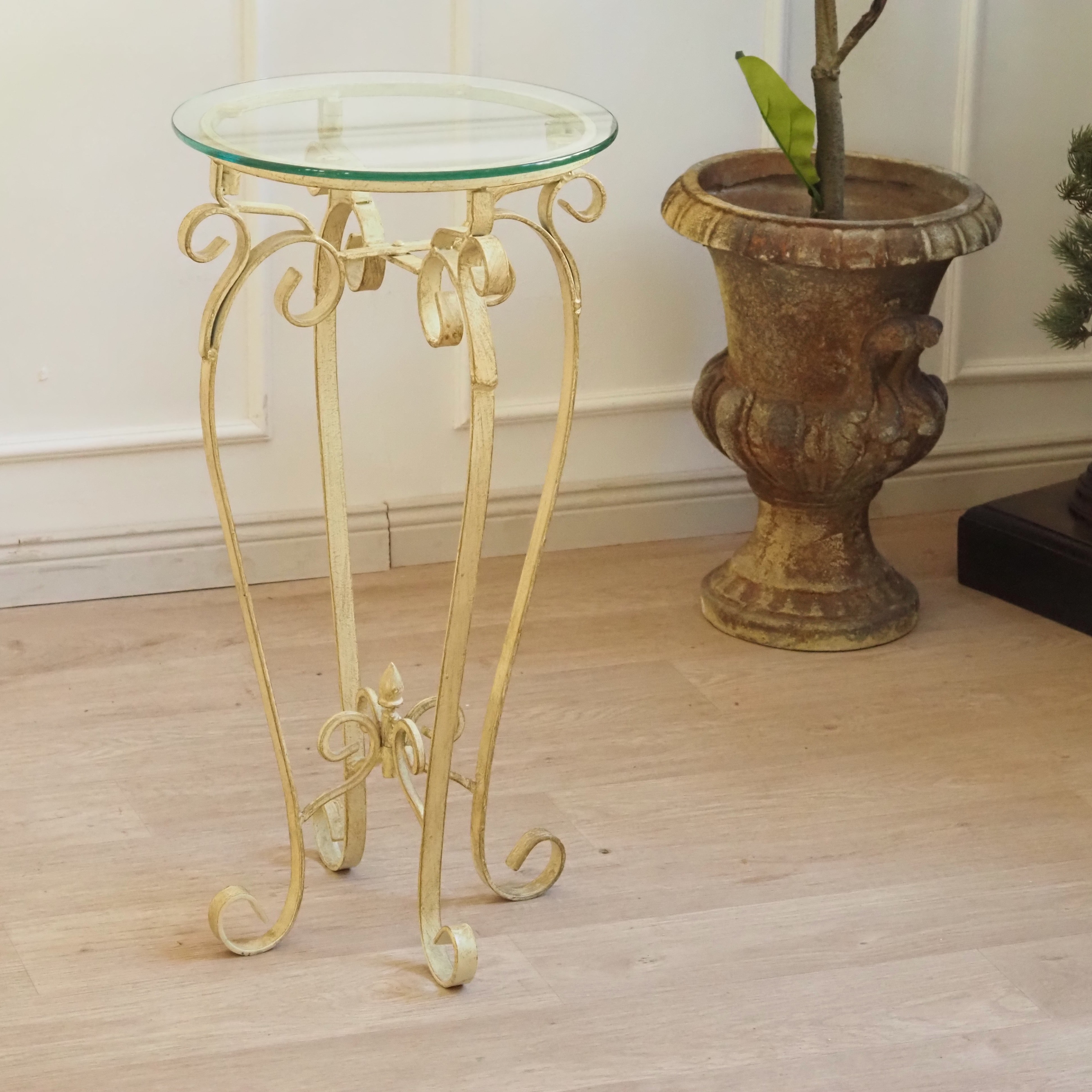 Beistelltisch rund Glas Metall Gestell