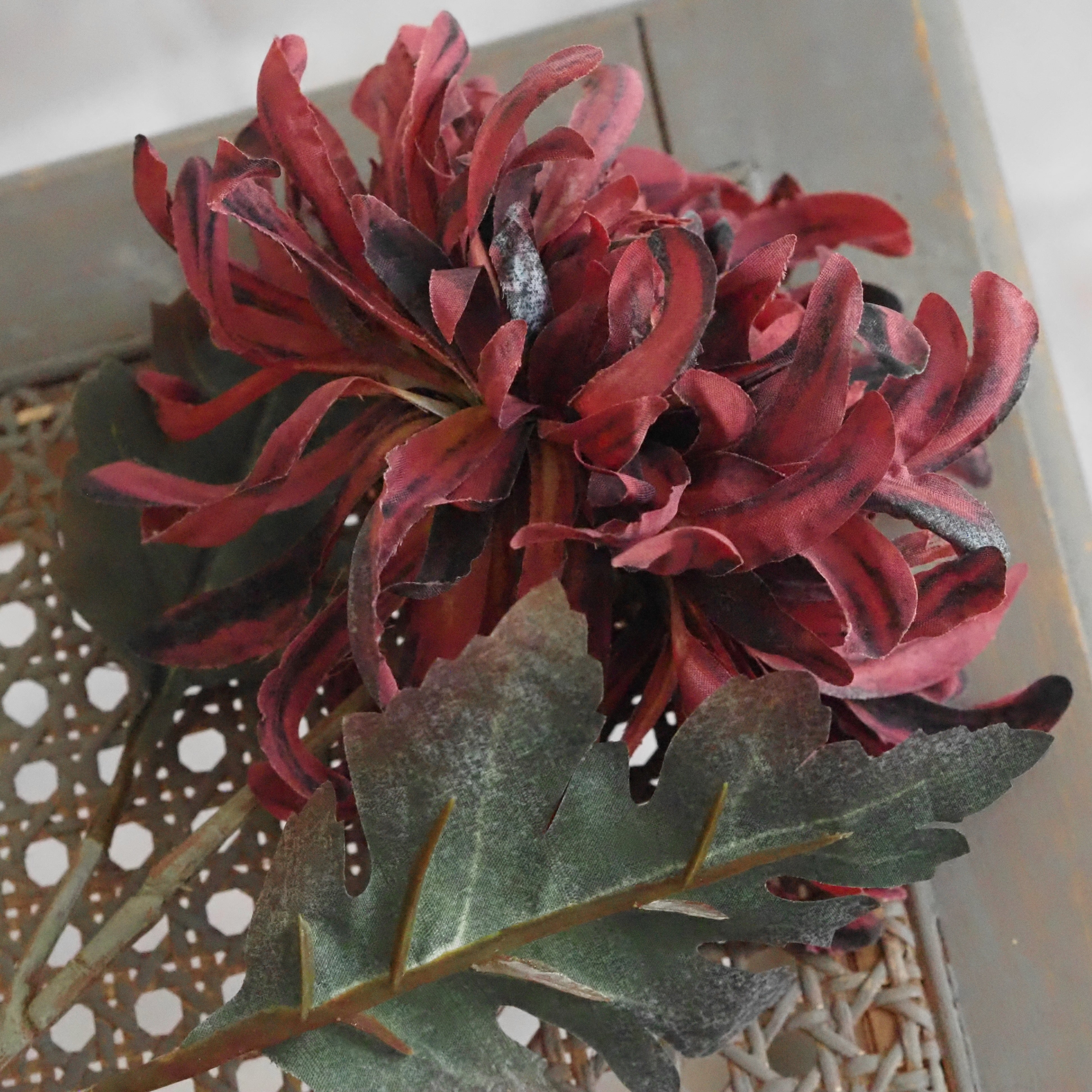 Chrysantheme Burgund · Gefüllte Textilblüte Langstiel