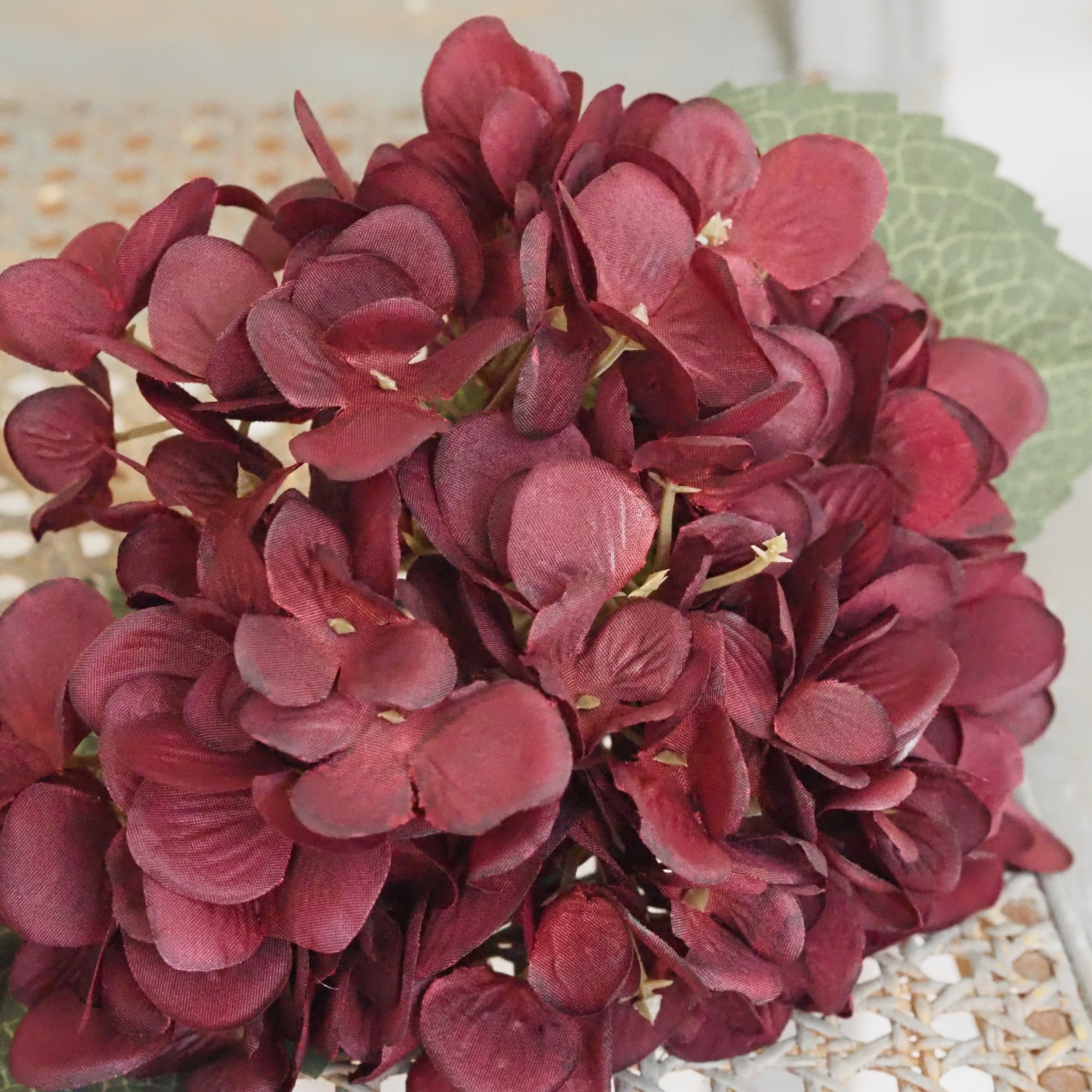 Hortensienzweig Burgund · Herbstliche Vasendeko Landhausstil
