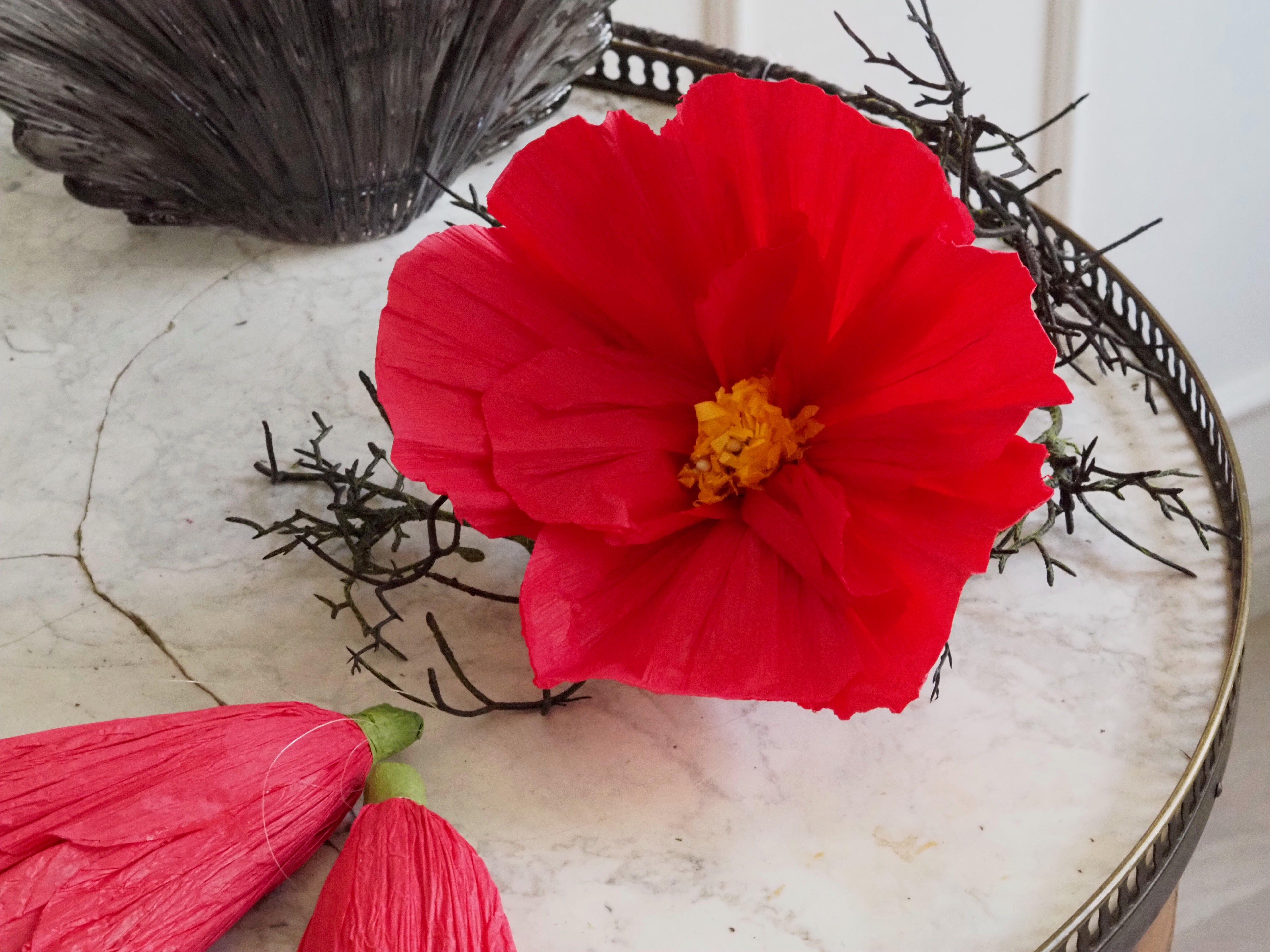 Papierblüte Rot · dekorative Papierblumen im 3er Set, Kunstblume