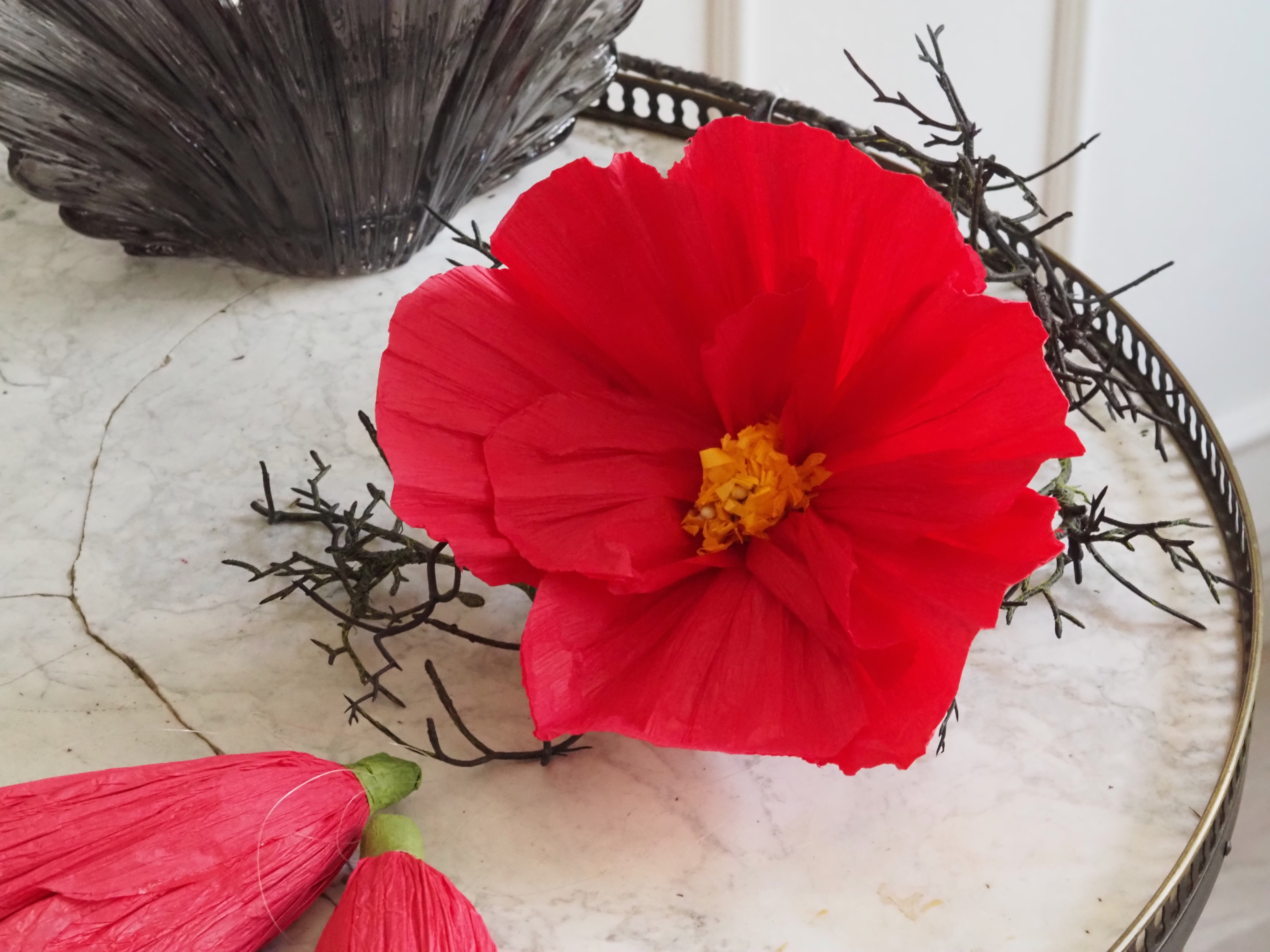 Papierblüte Rot · dekorative Papierblumen im 3er Set, Kunstblume