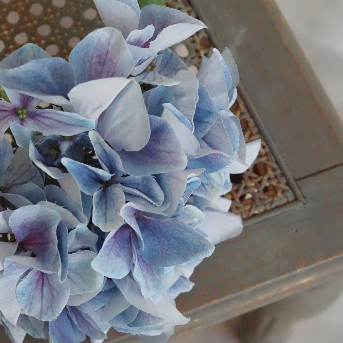 Hortensienzweig Taubenblau · Textilblüte Landhausstil