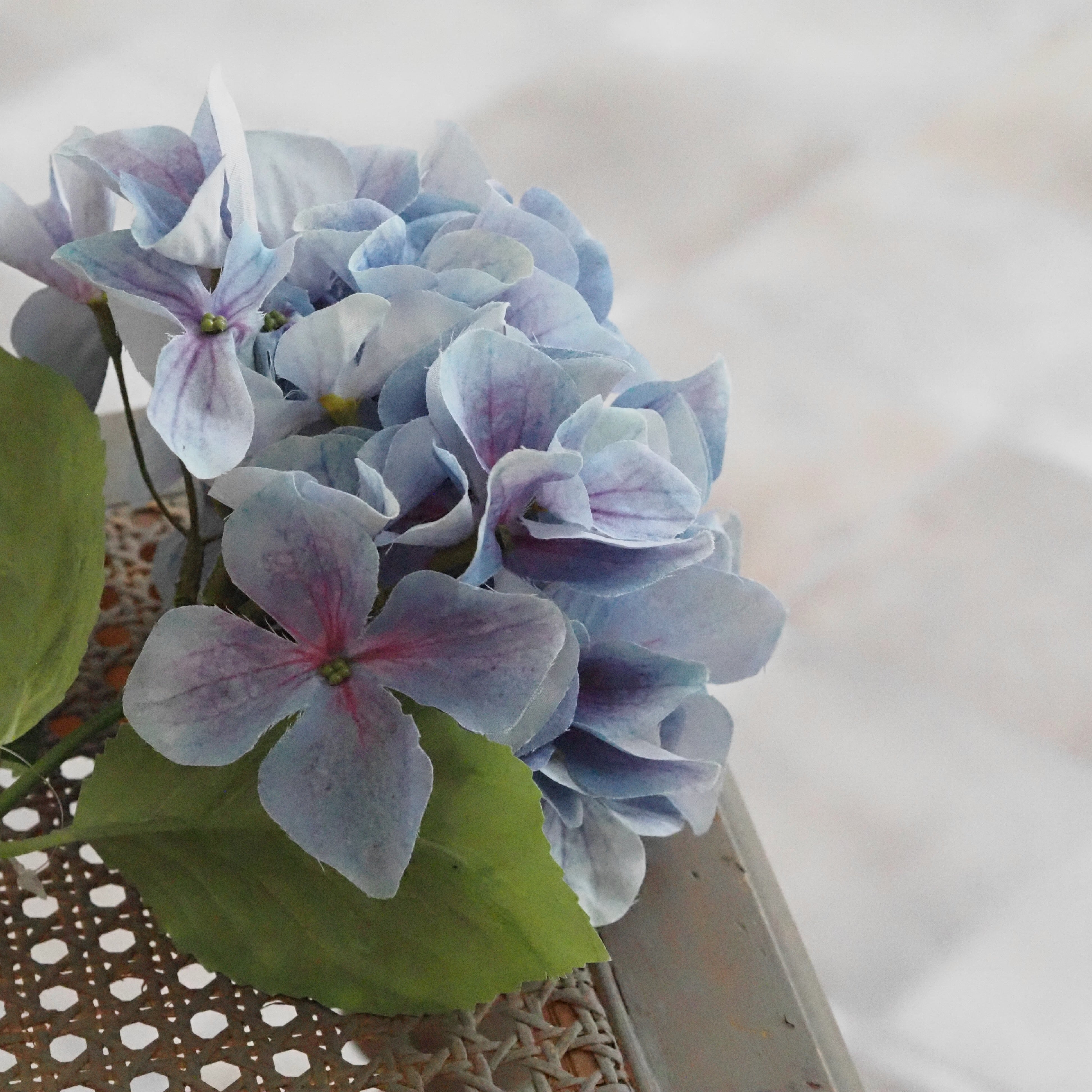 Hortensienzweig Taubenblau · Textilblüte Landhausstil