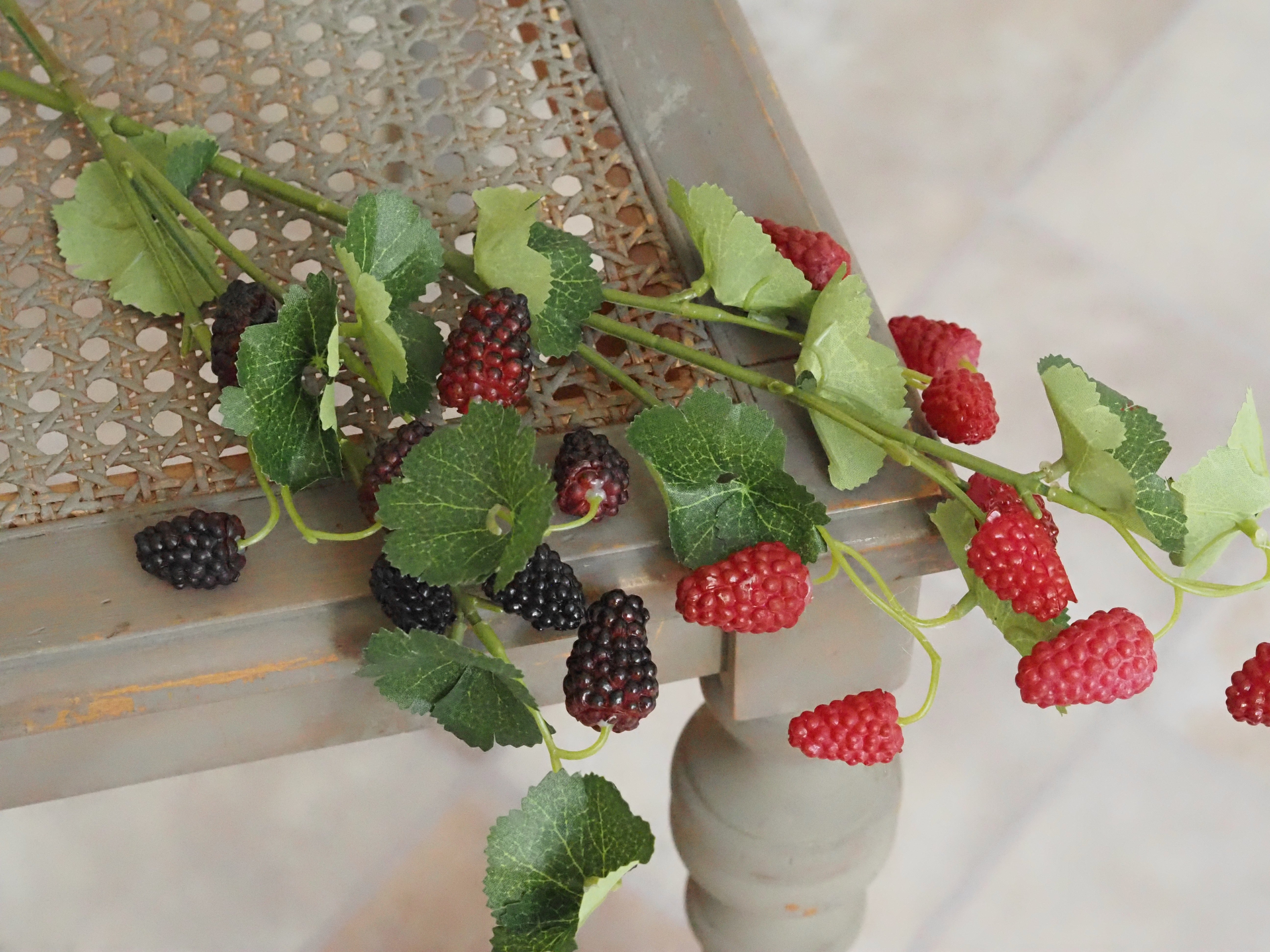 Beerenzweig Himbeere & Brombeere · Textilblätter, 6er-Bund