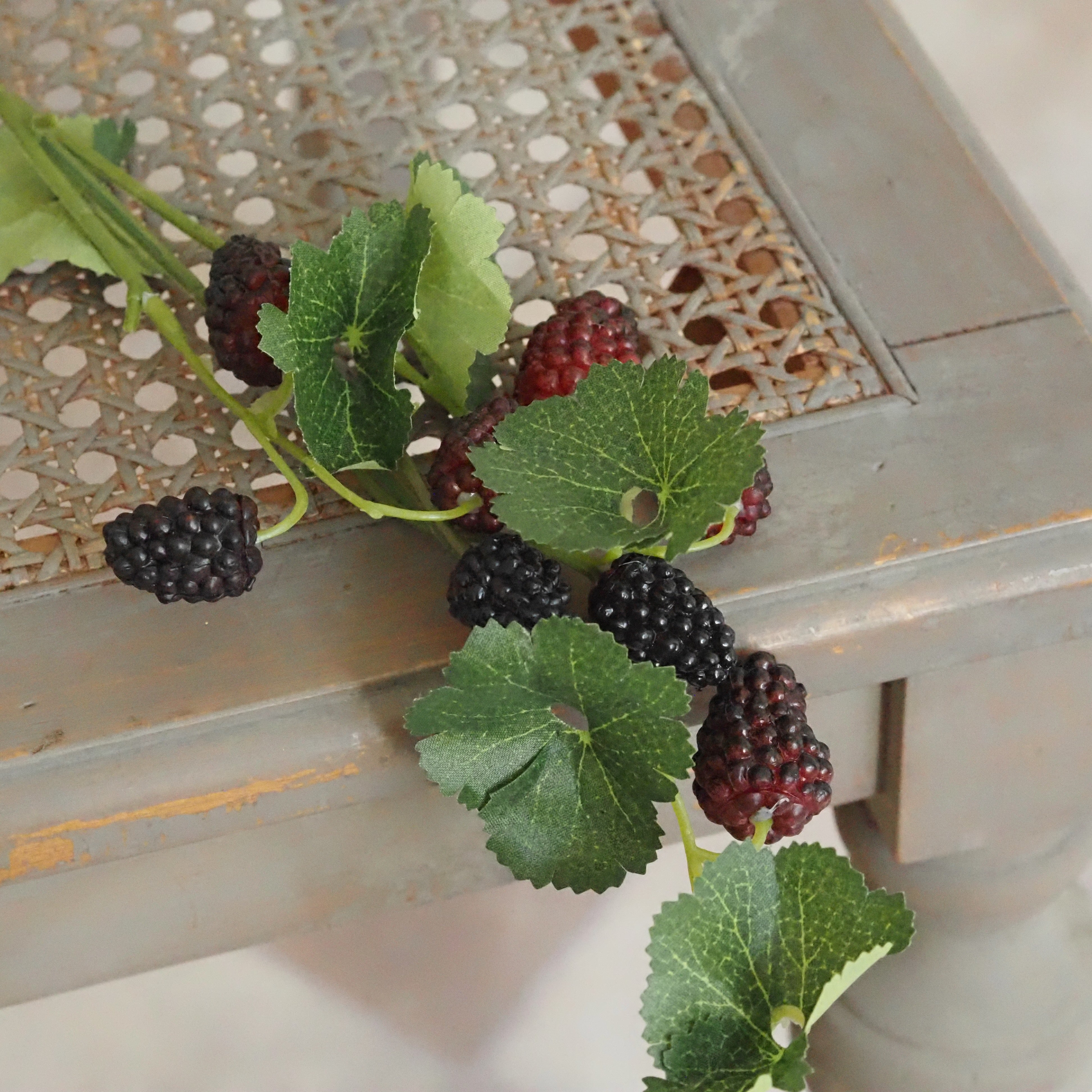 Beerenzweig Himbeere & Brombeere · Textilblätter, 6er-Bund