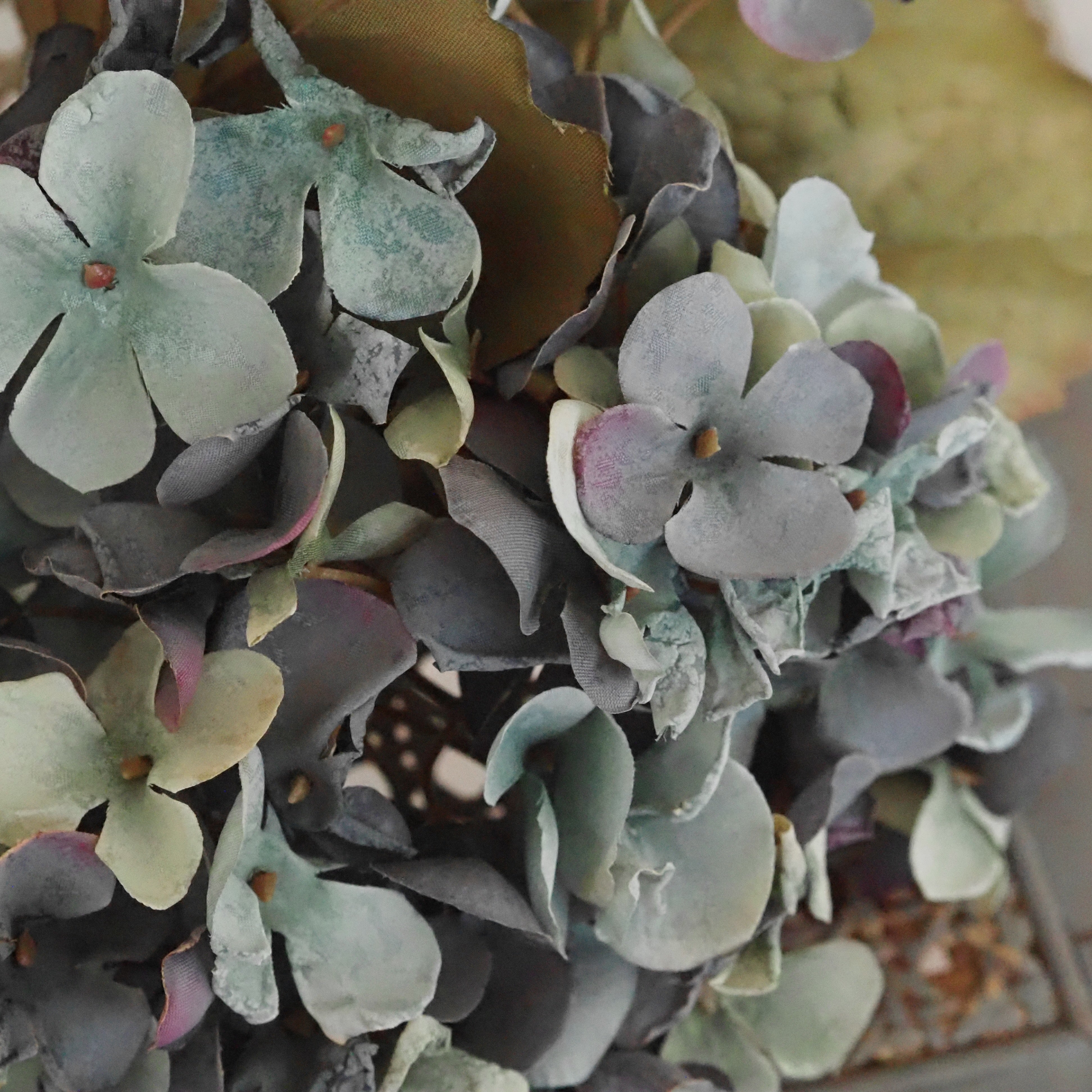 Hortensie Blaugrau · Textilblüte in Trockenblumenoptik