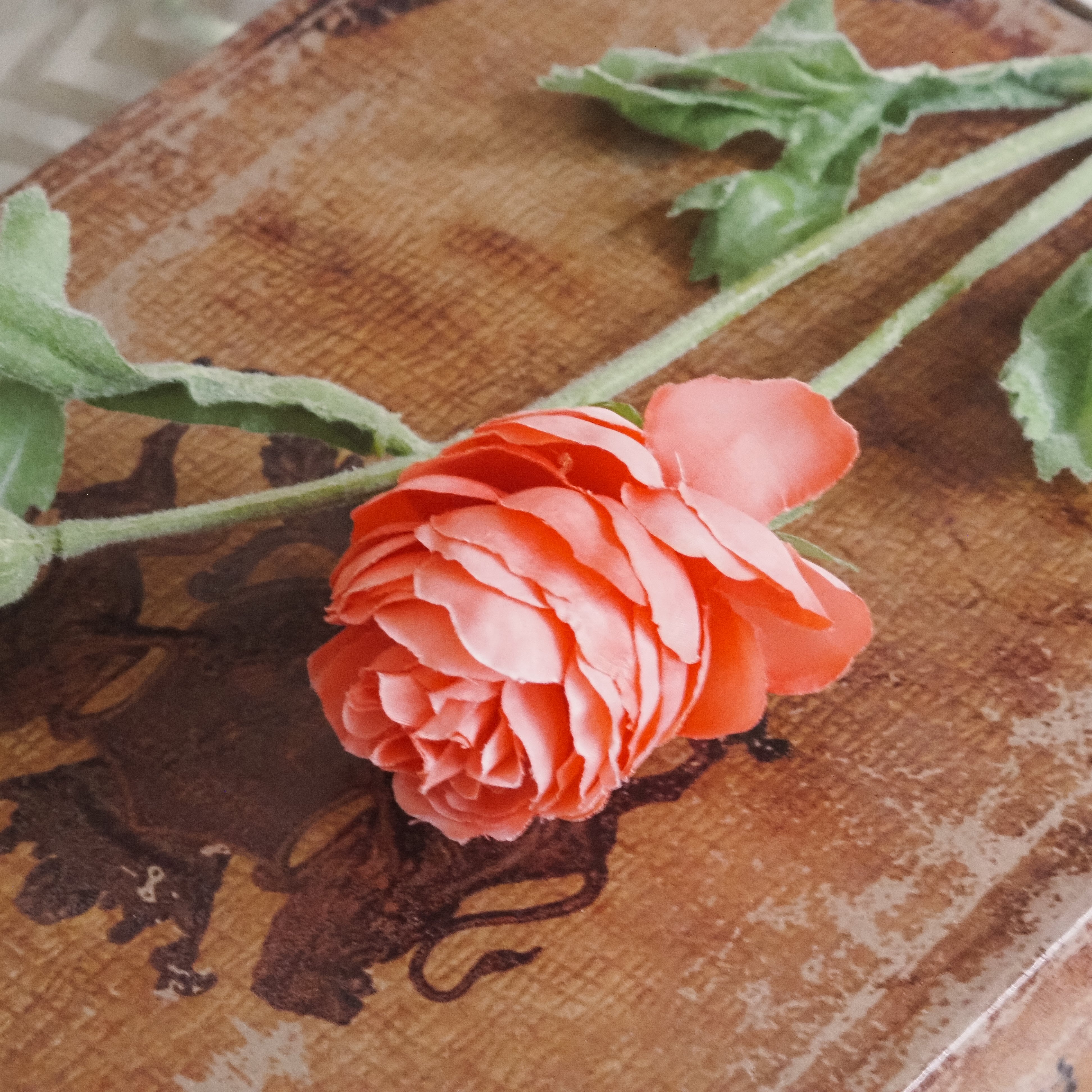 Ranunkelzweig · Pfirsichfarbene Kunstblüte · Florale Dekoration Kunstblumen