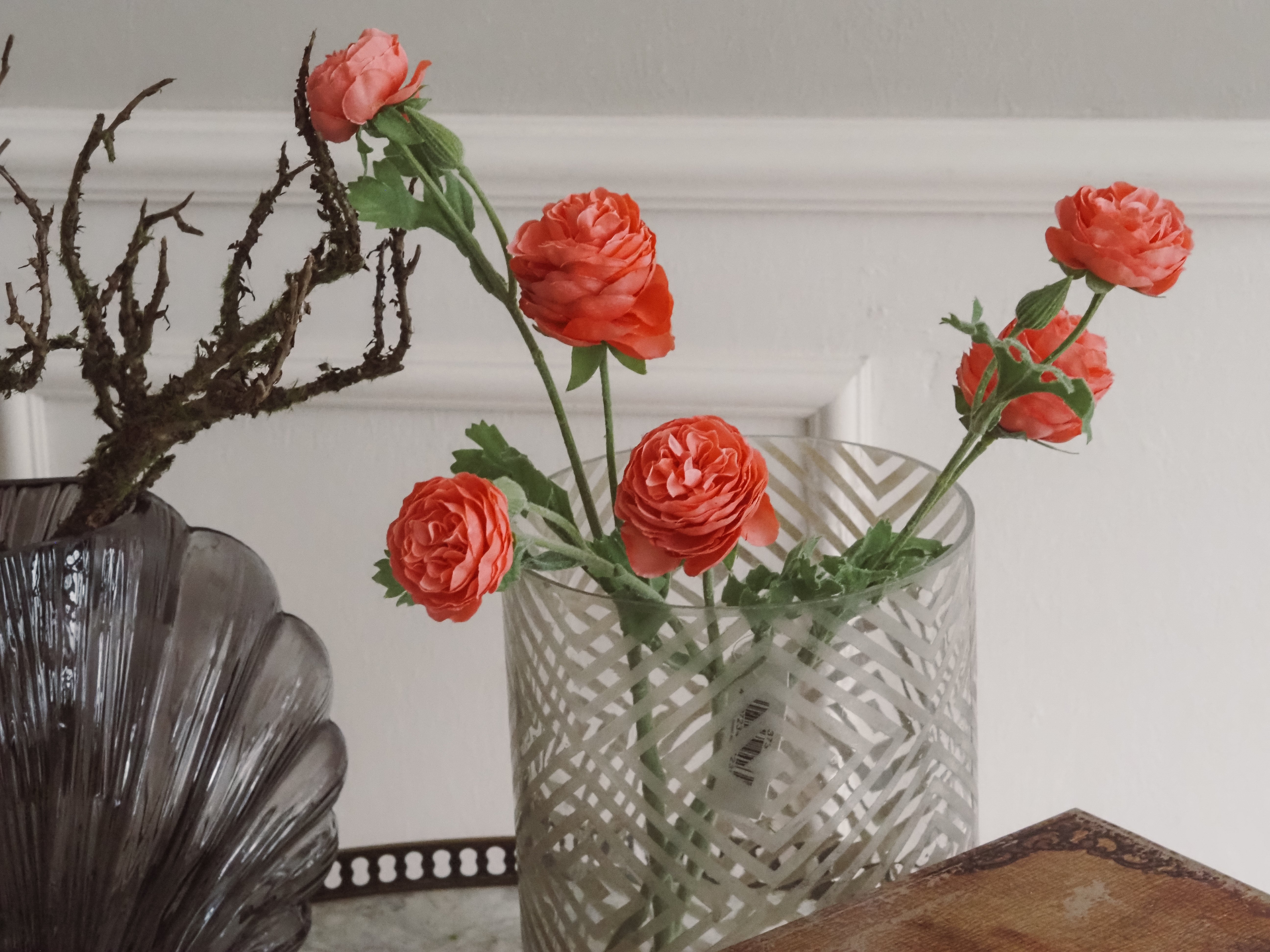 Ranunkelzweig · Pfirsichfarbene Kunstblüte · Florale Dekoration Kunstblumen