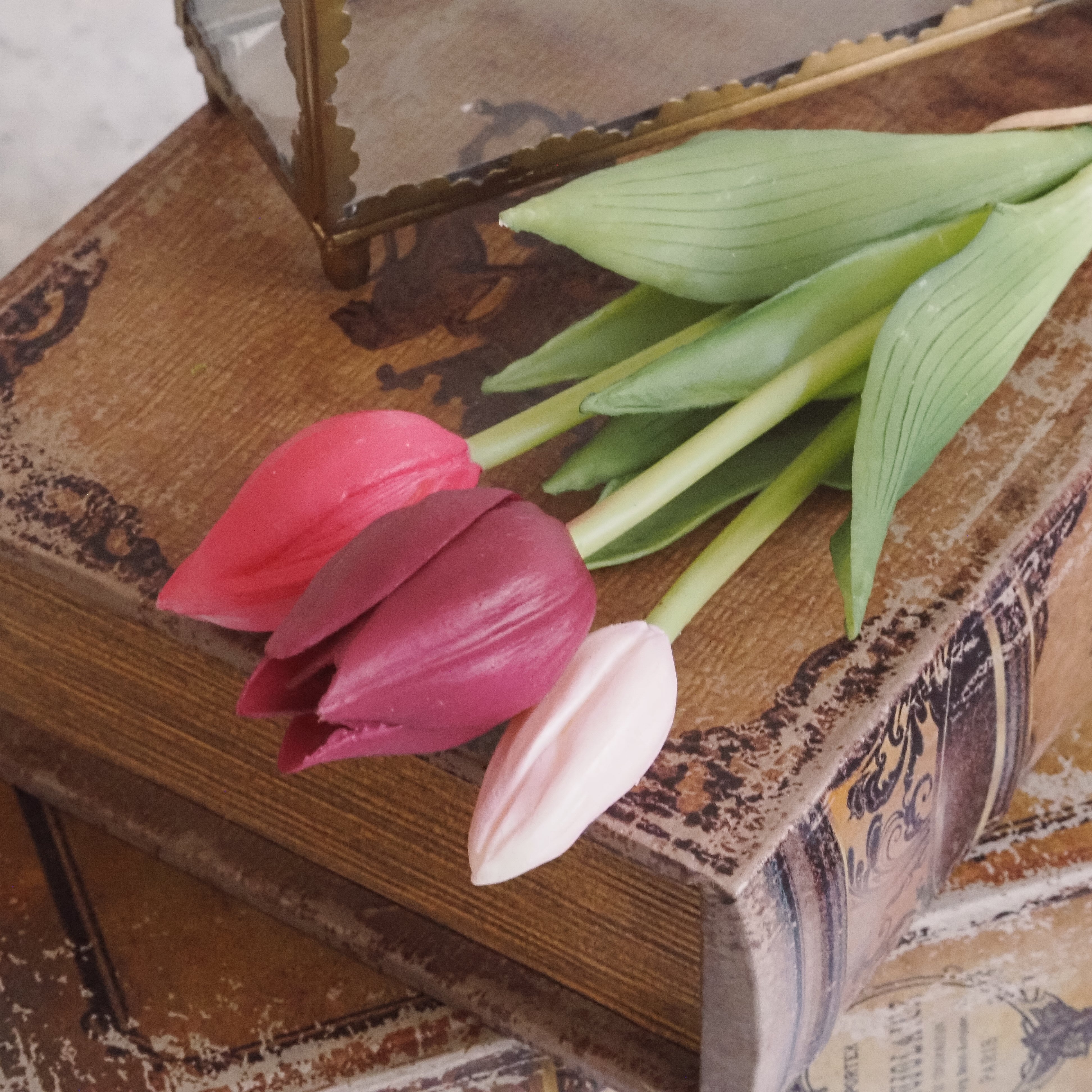 Tulpenbund Mix · künstliche Tulpen · mehrfarbig rosa Kunstblumen
