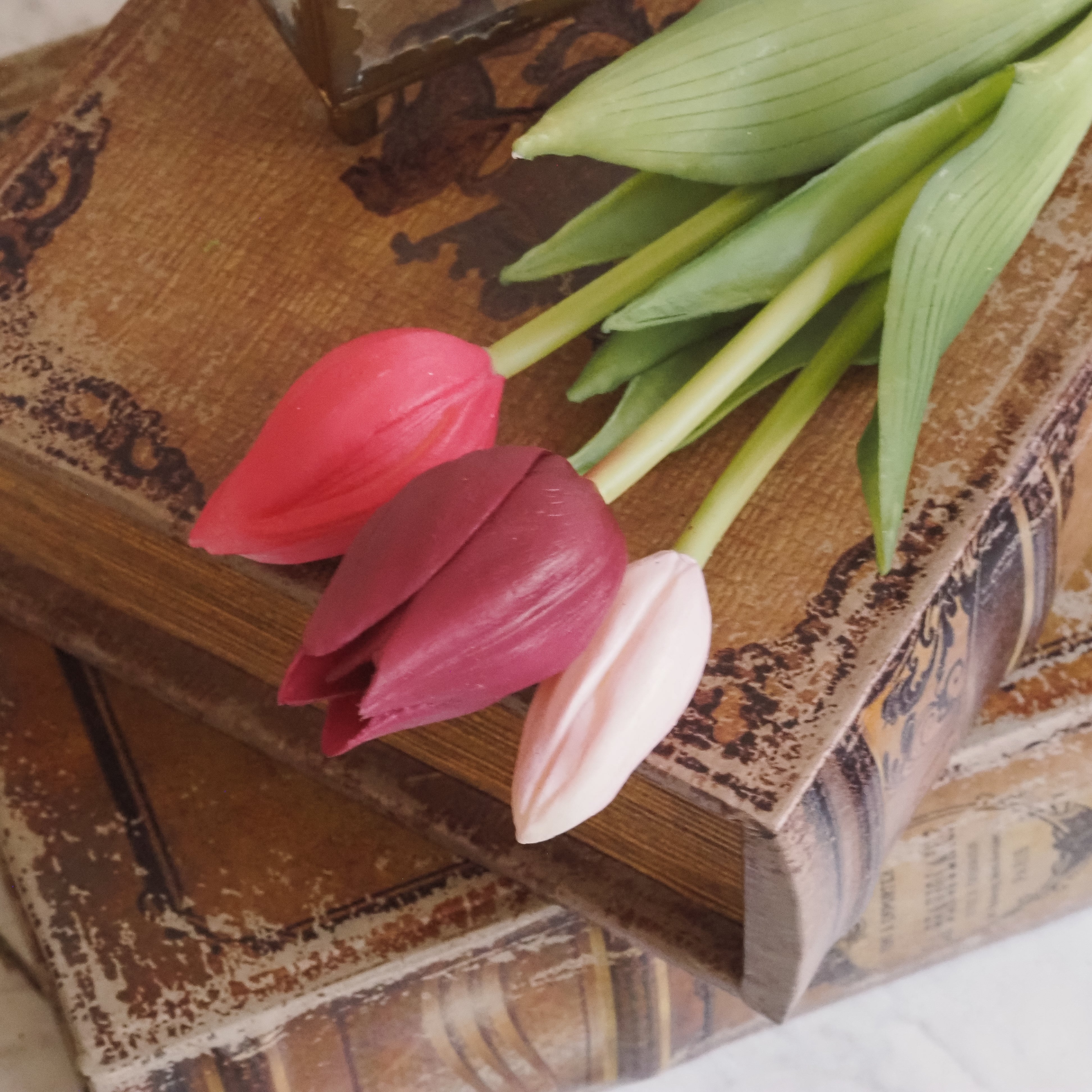 Tulpenbund Mix · künstliche Tulpen · mehrfarbig rosa Kunstblumen