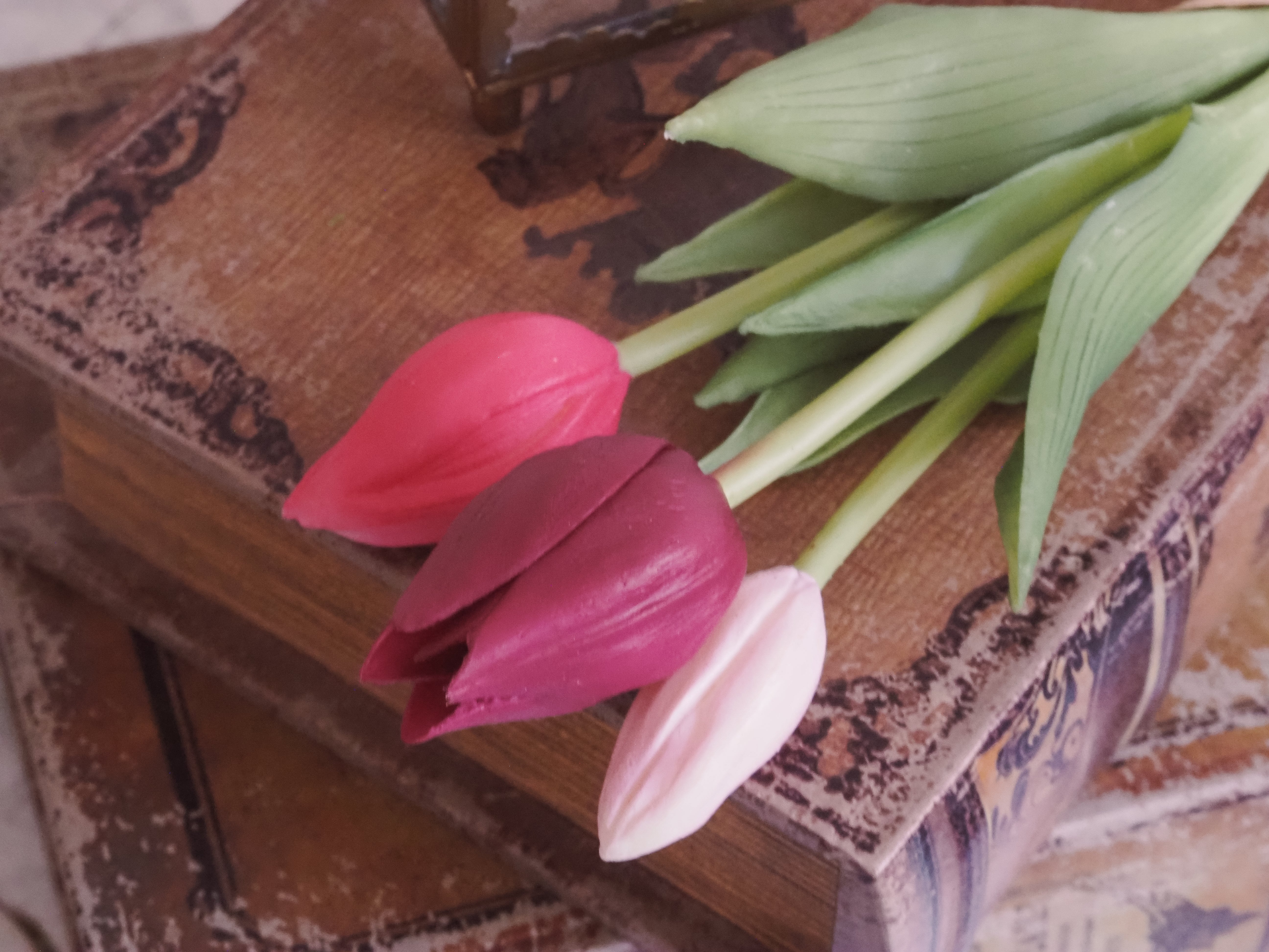 Tulpenbund Mix · künstliche Tulpen · mehrfarbig rosa Kunstblumen