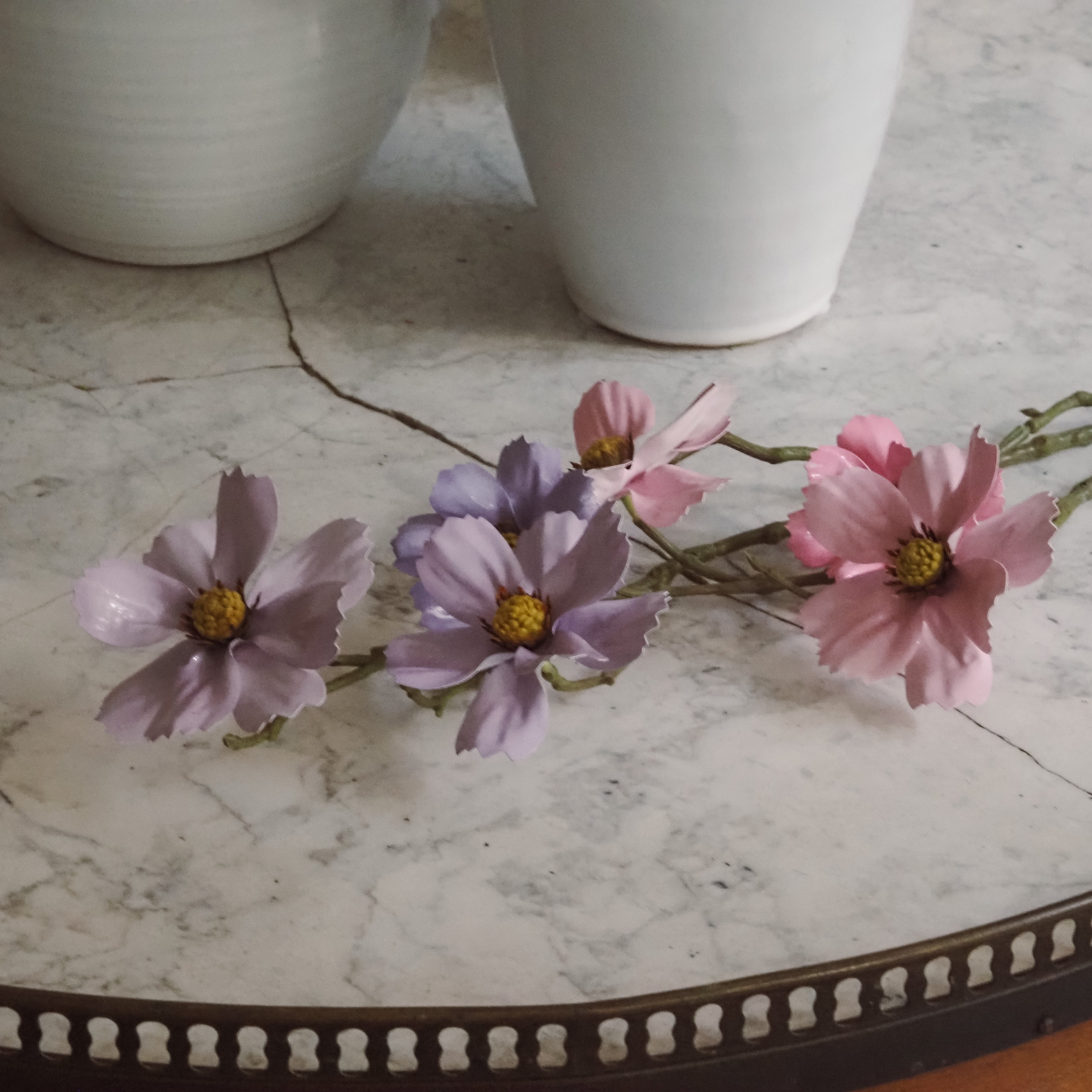 Cosmea Blütenzweig · dekorativer Pick im floralen Stil, Kunstblumen Frühling