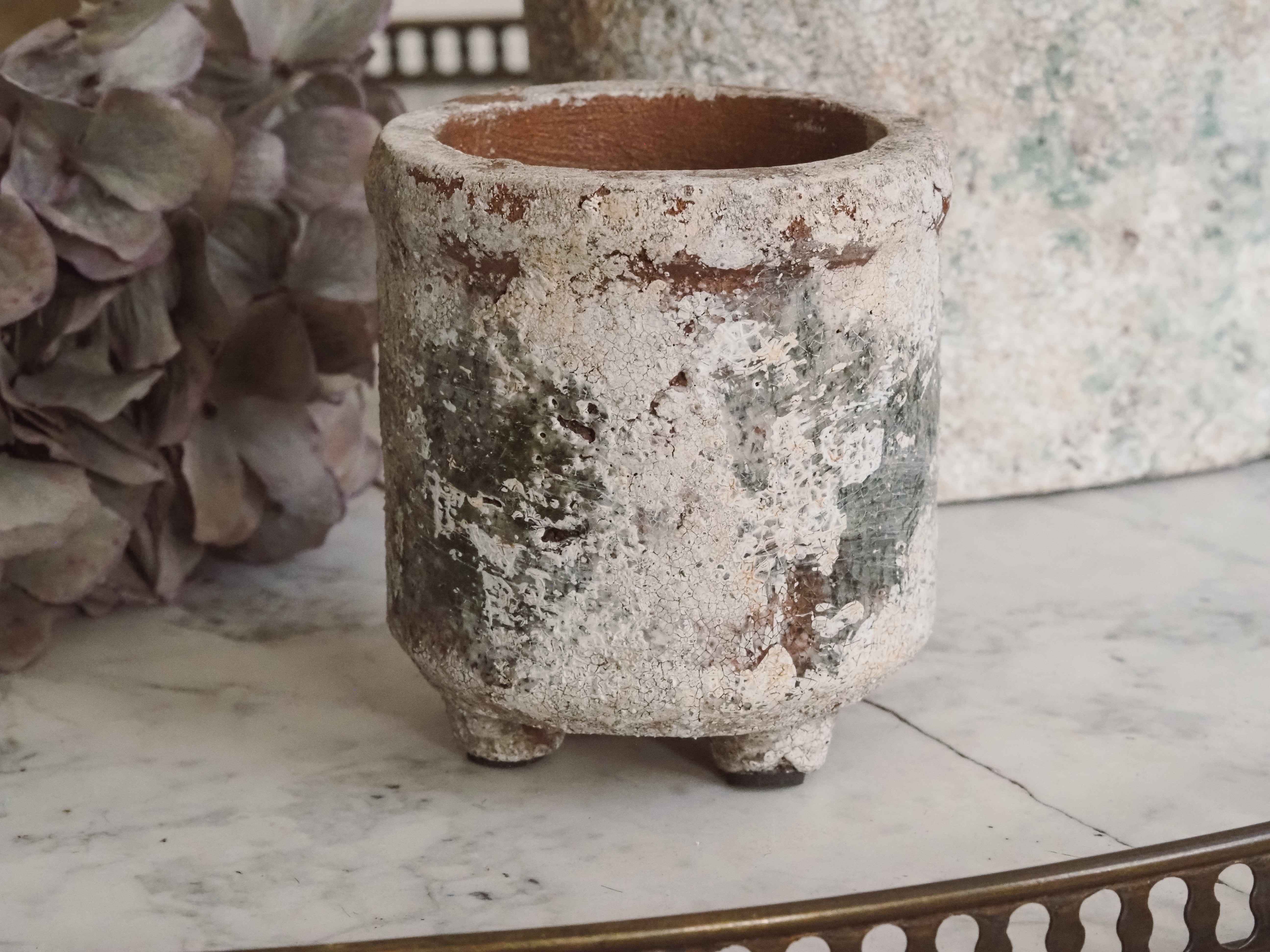 Kleiner Pflanztopf · Keramik in Steinoptik · Vintage Blumentopf