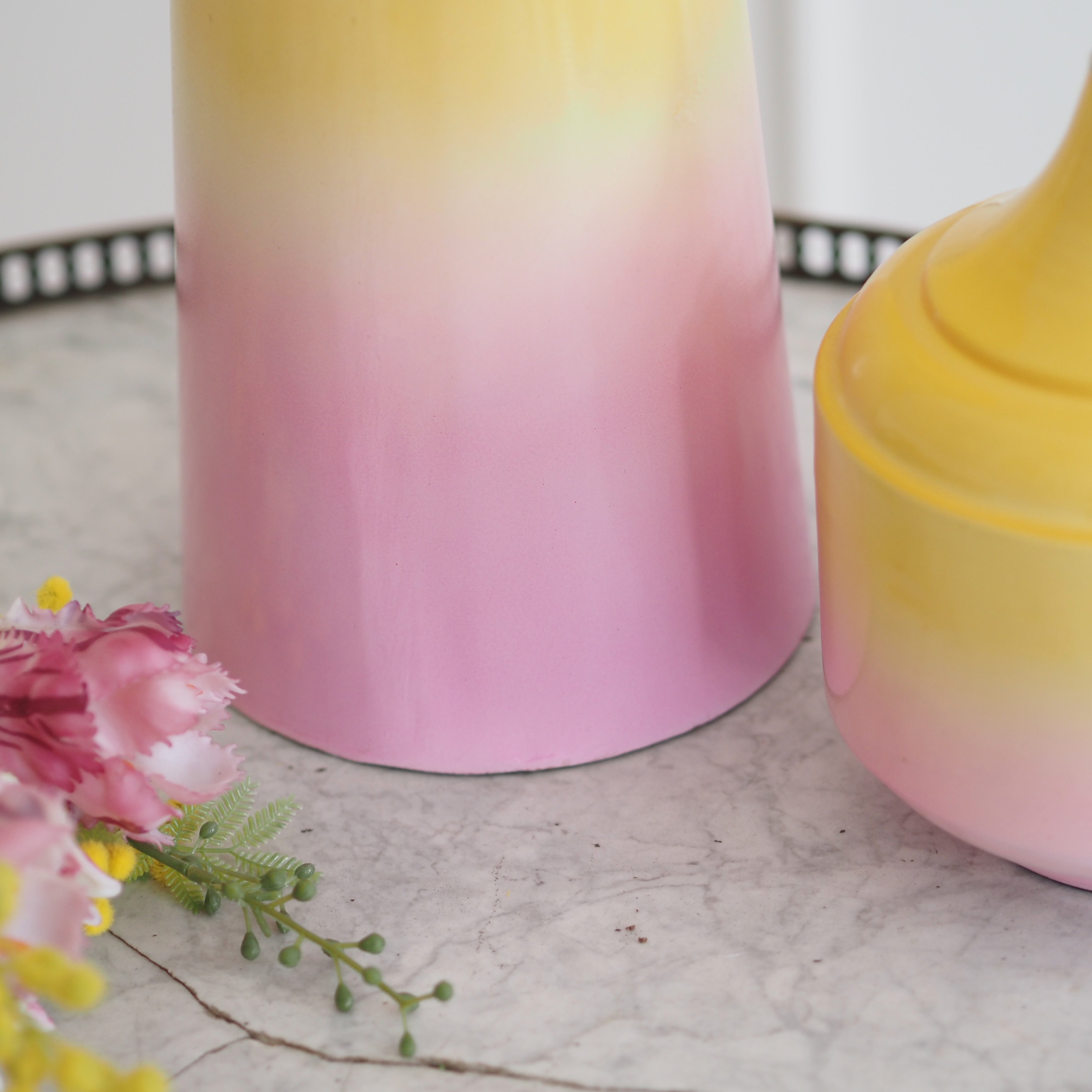 Vase Ombre Gelb Rosé · Moderne Dekorvase in zwei Größen