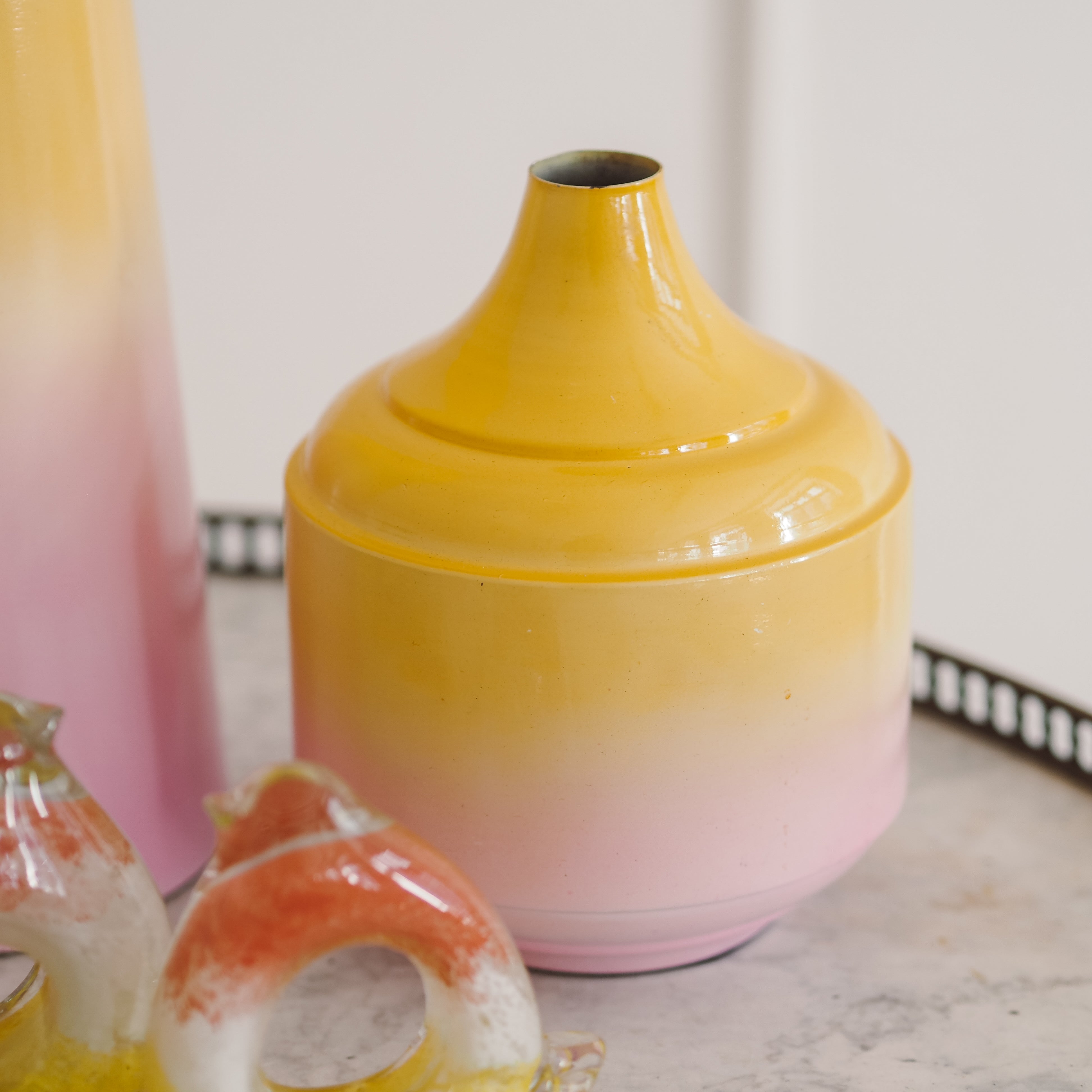 Vase Ombre Gelb Rosé · Moderne Dekorvase in zwei Größen