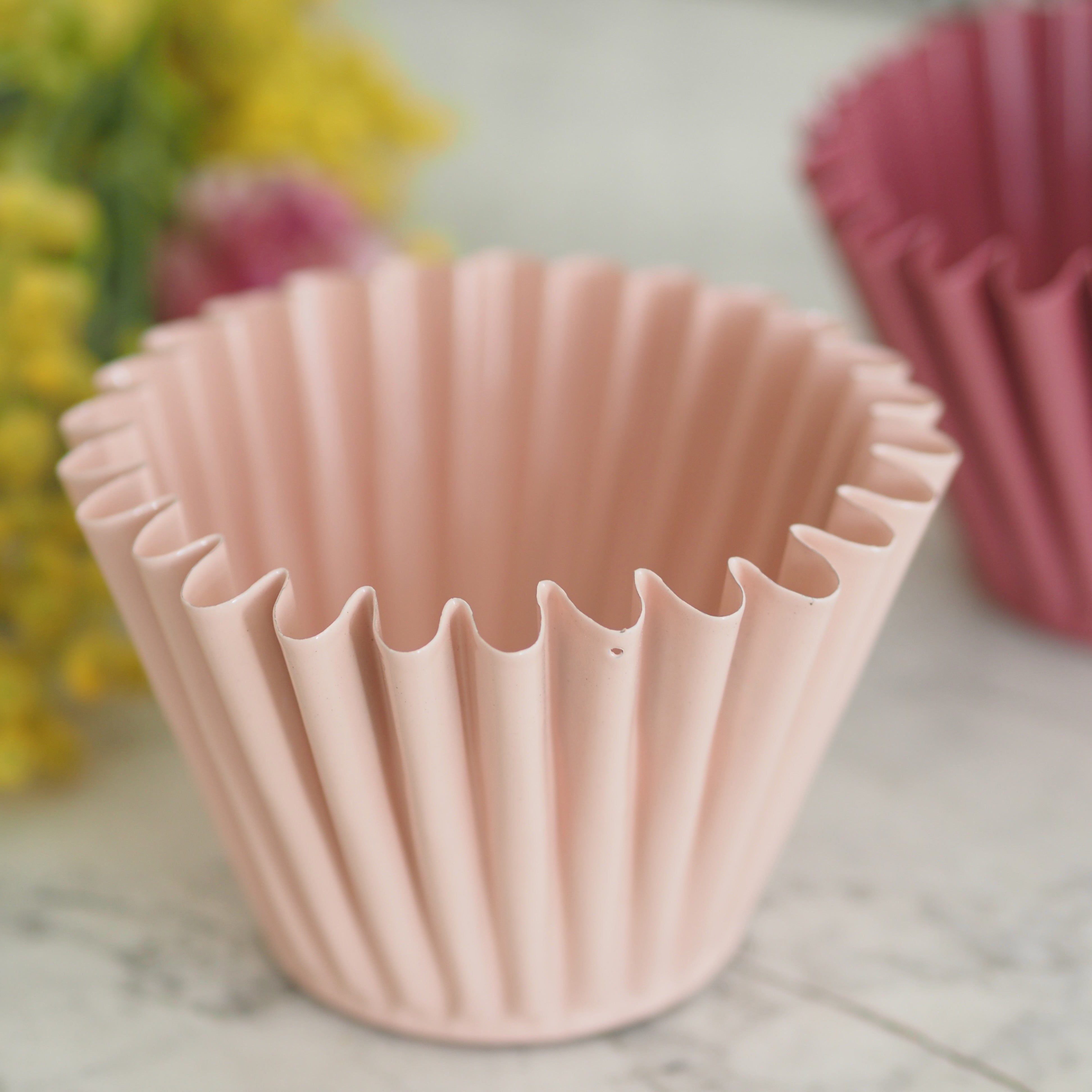 Teelichthalter / Übertopf Set · geriffelte Form · Pastell Keramik
