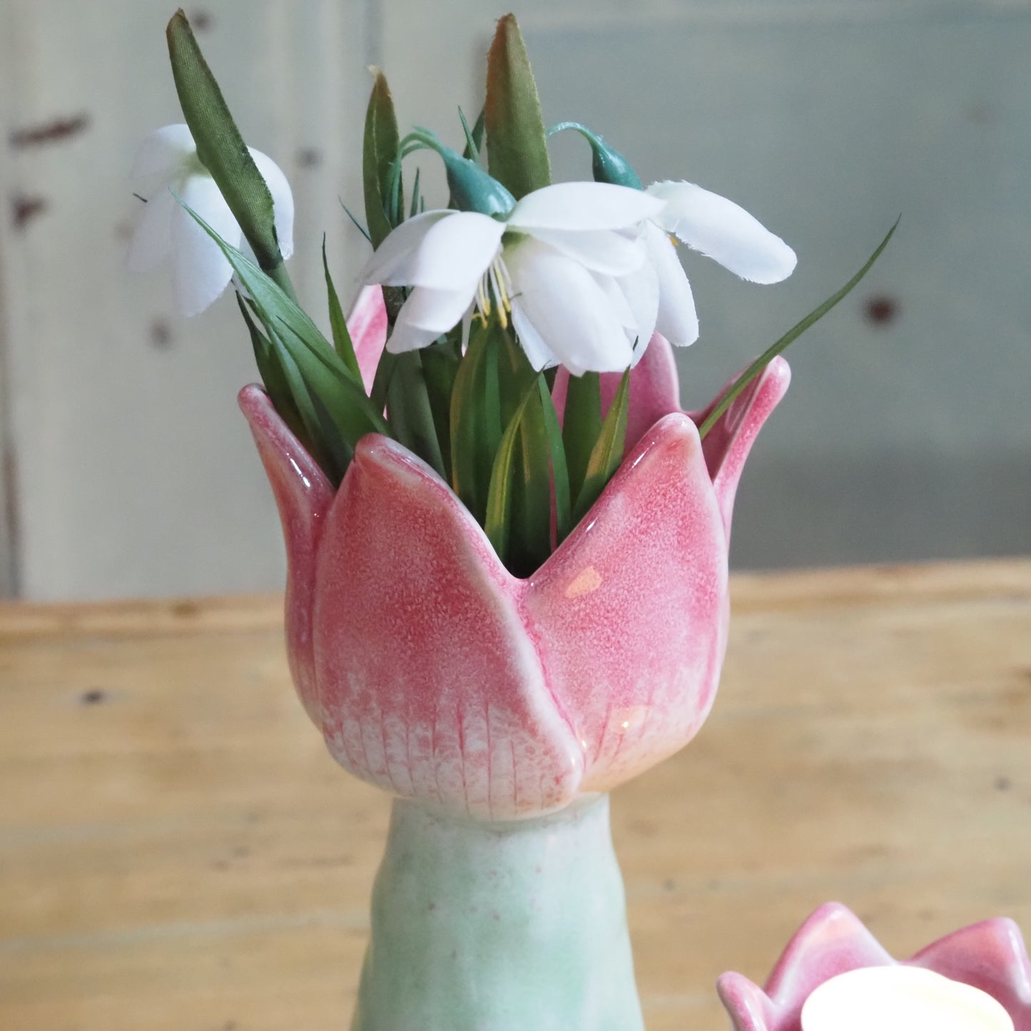 DECOR - NEW - Große Vase und kleines Teelicht in Tulpenform