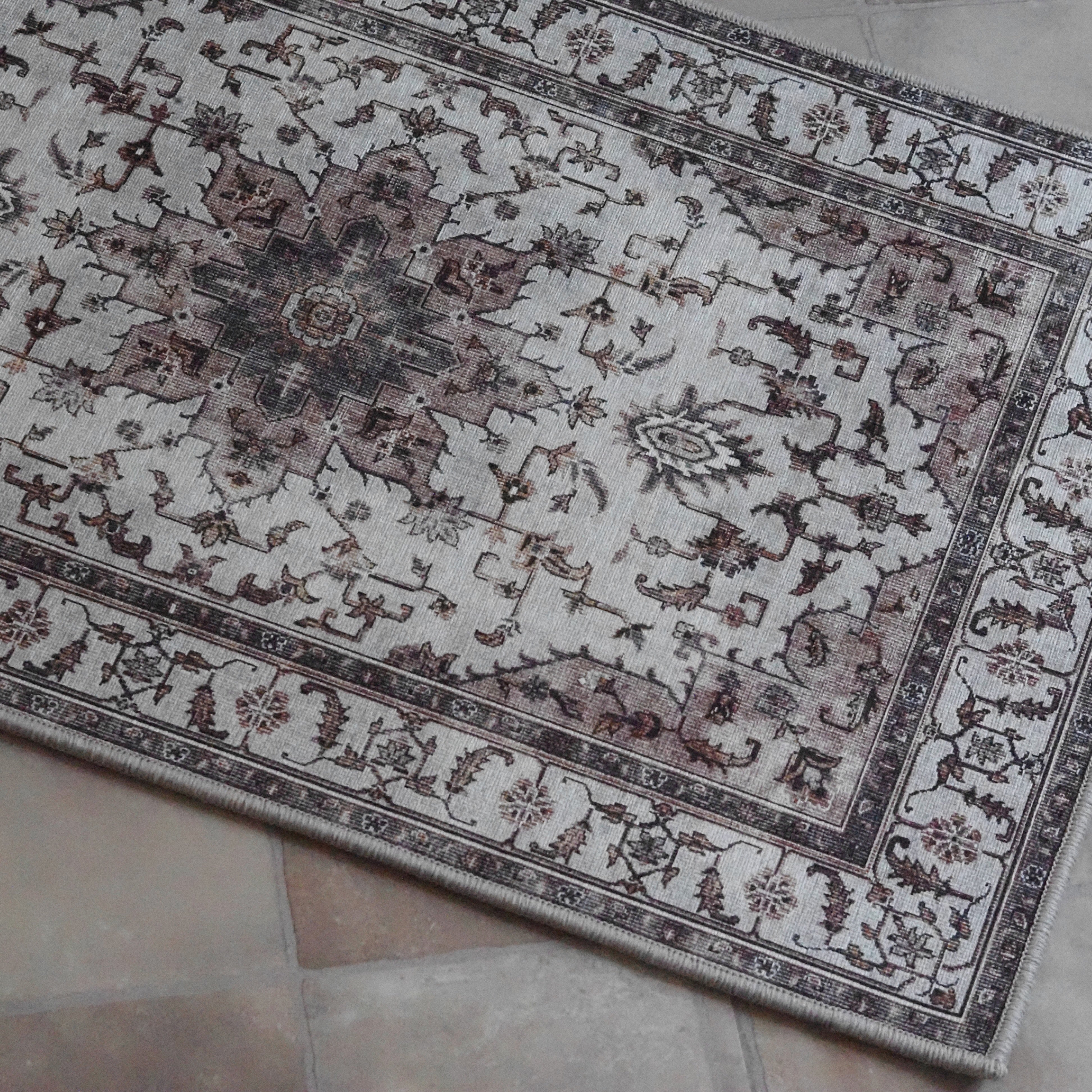Teppich 50x80 cm · Medaillonmuster in Vintage-Waschoptik