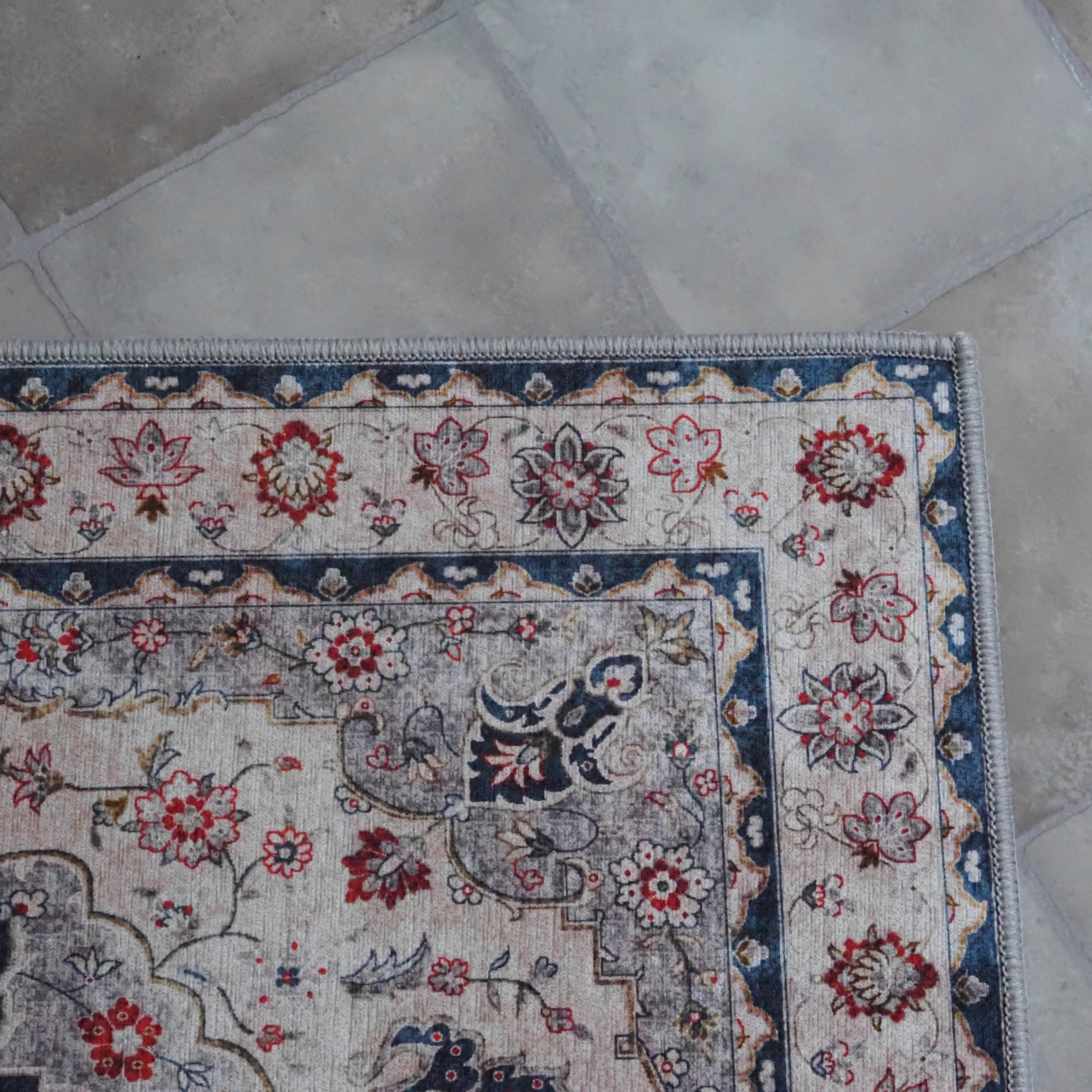 Teppich 50x80 cm · Medaillonmuster in Vintage-Waschoptik