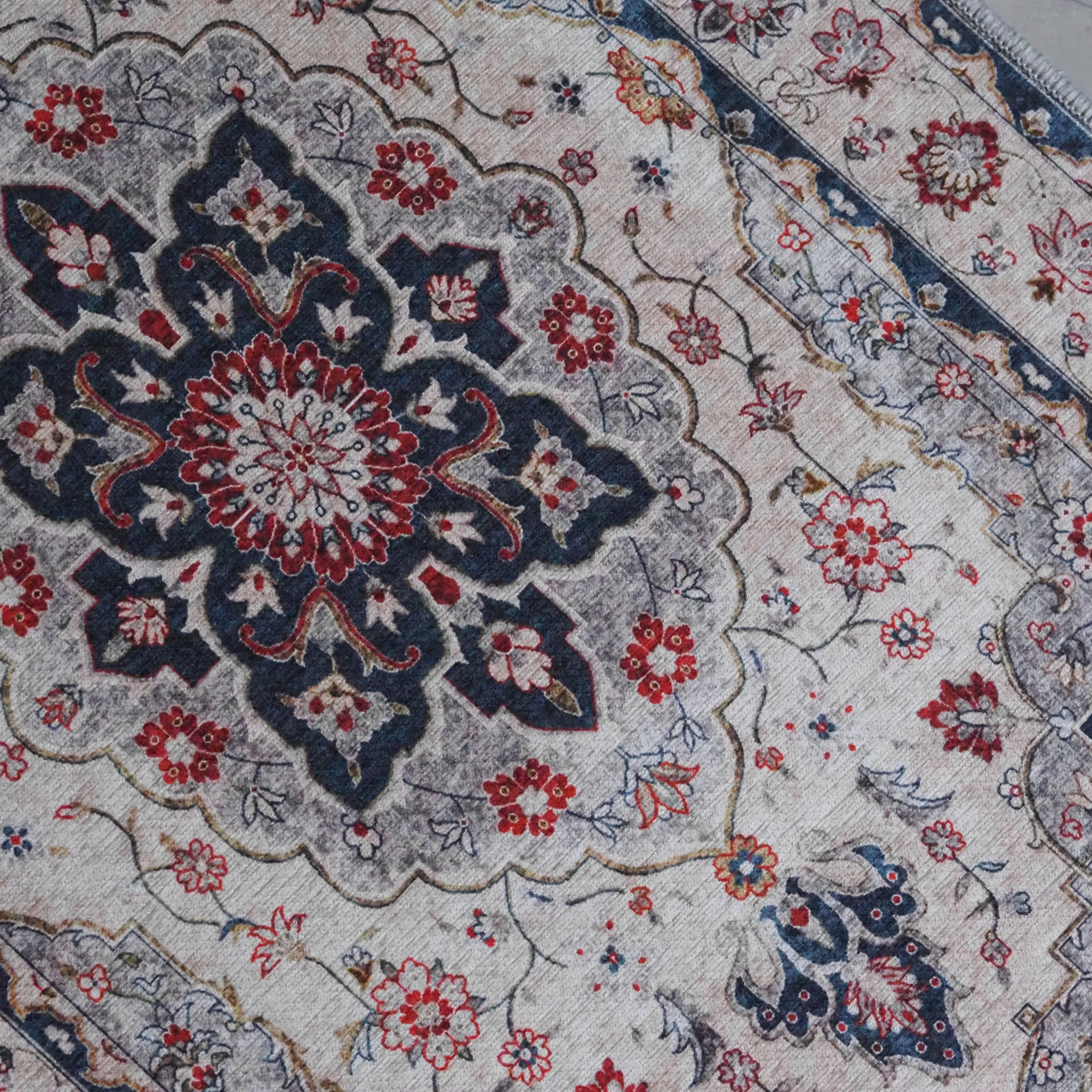 Teppich 50x80 cm · Medaillonmuster in Vintage-Waschoptik