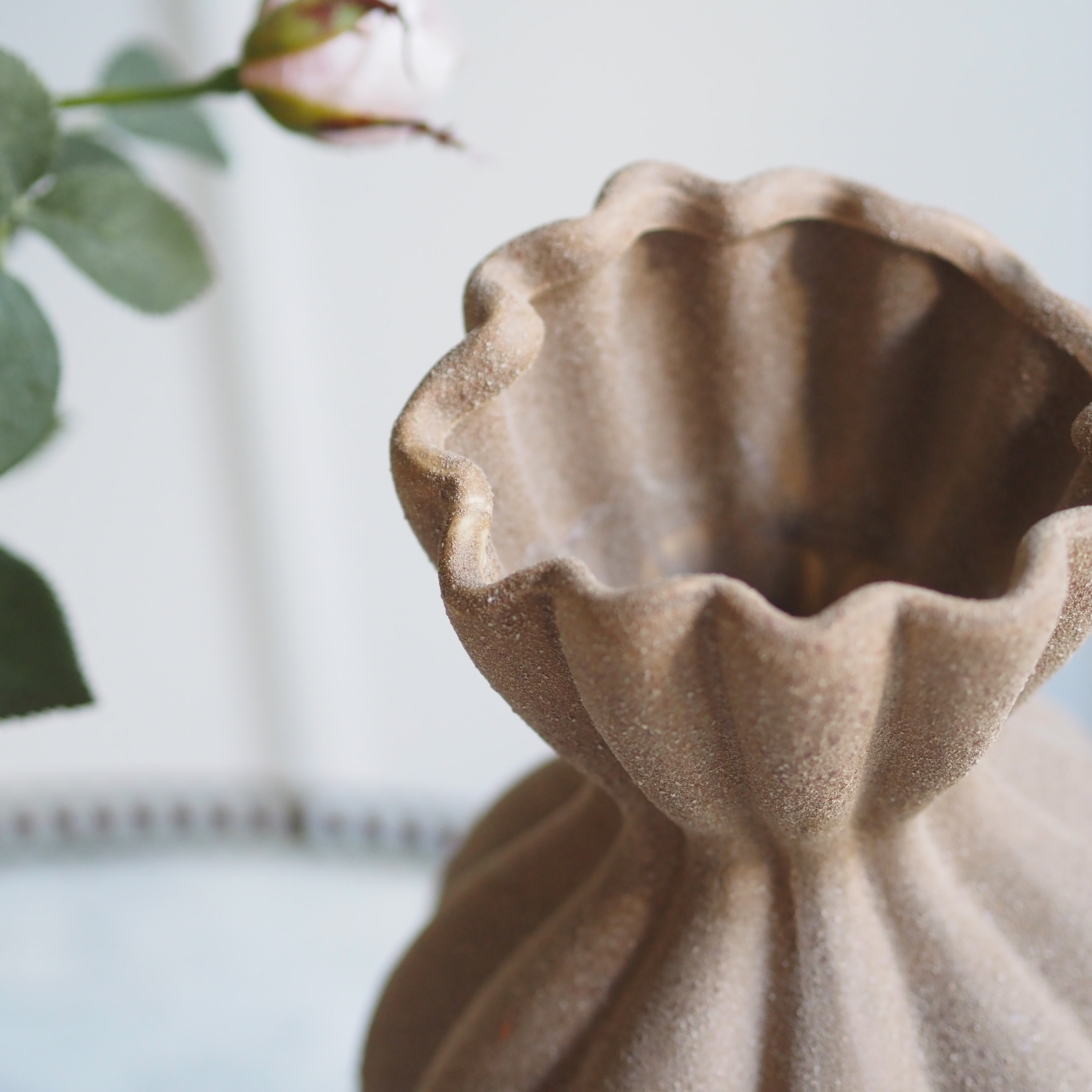 Keramik Vase sandfarben · strukturierte Design Vase modern / Blumenvase