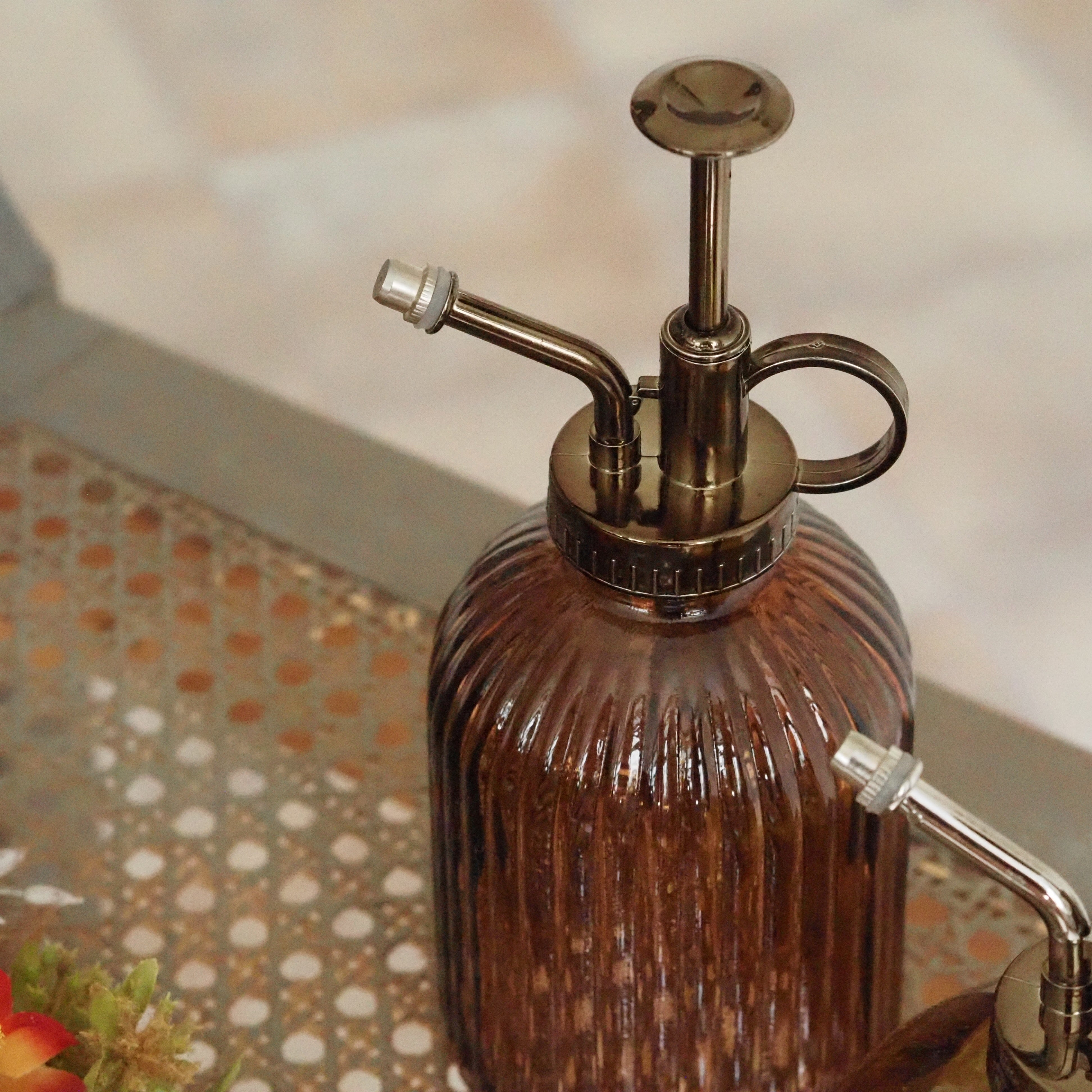 Pflanzensprüher Glas · Zerstäuber mit Metallpumpe
