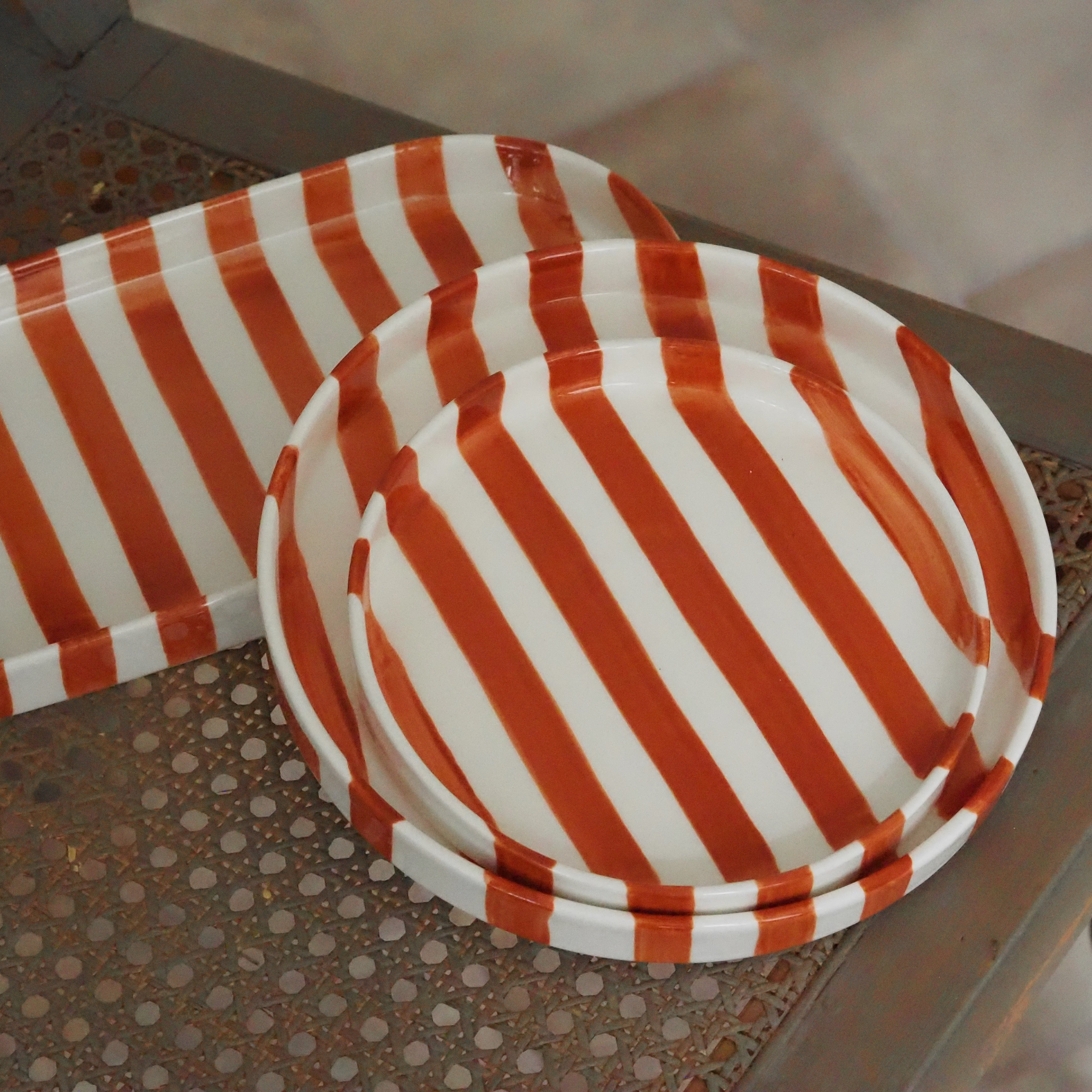 Teller Gestreift · Keramik Terrakotta Mediterrane Tafel