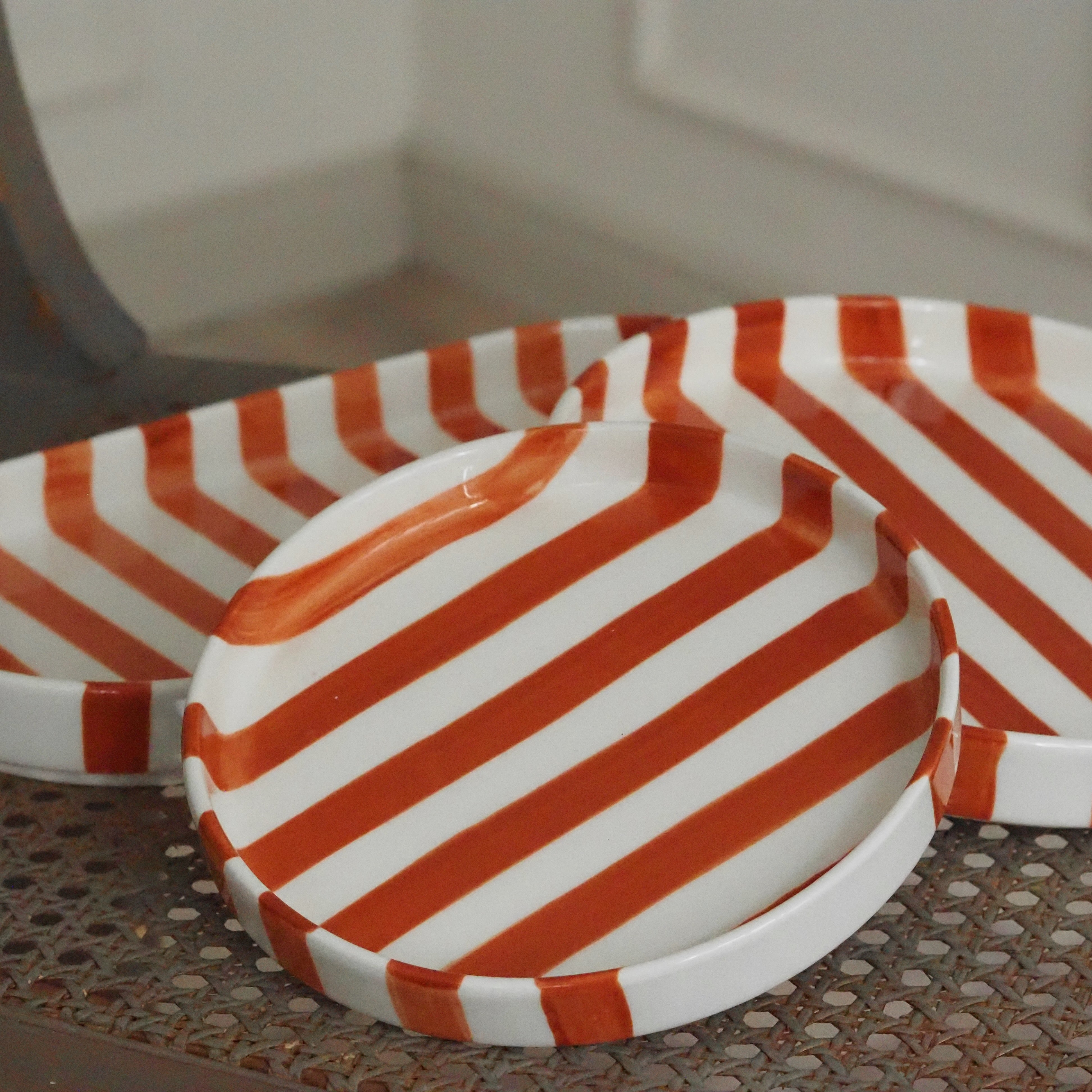 Teller Gestreift · Keramik Terrakotta Mediterrane Tafel