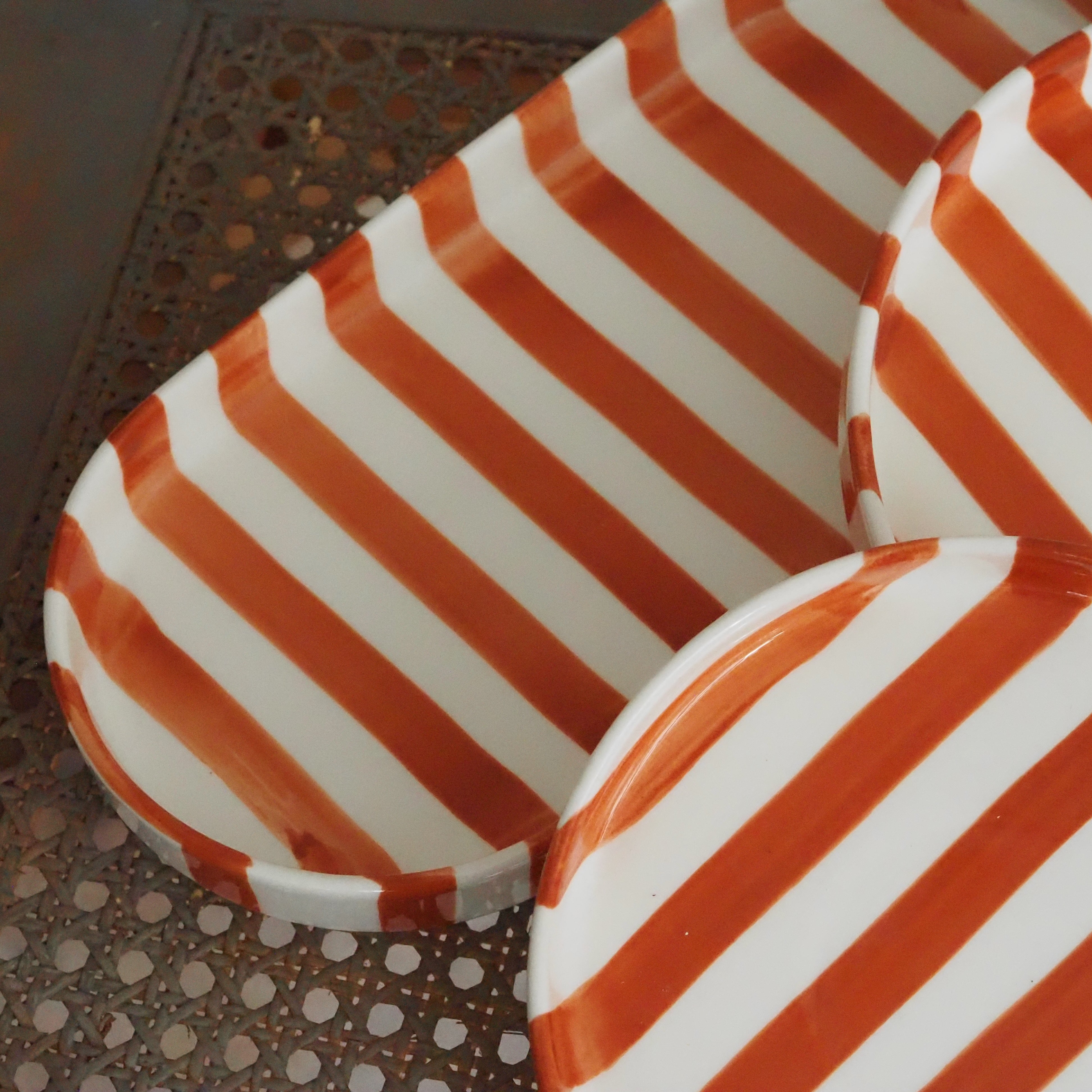 Teller Gestreift · Keramik Terrakotta Mediterrane Tafel