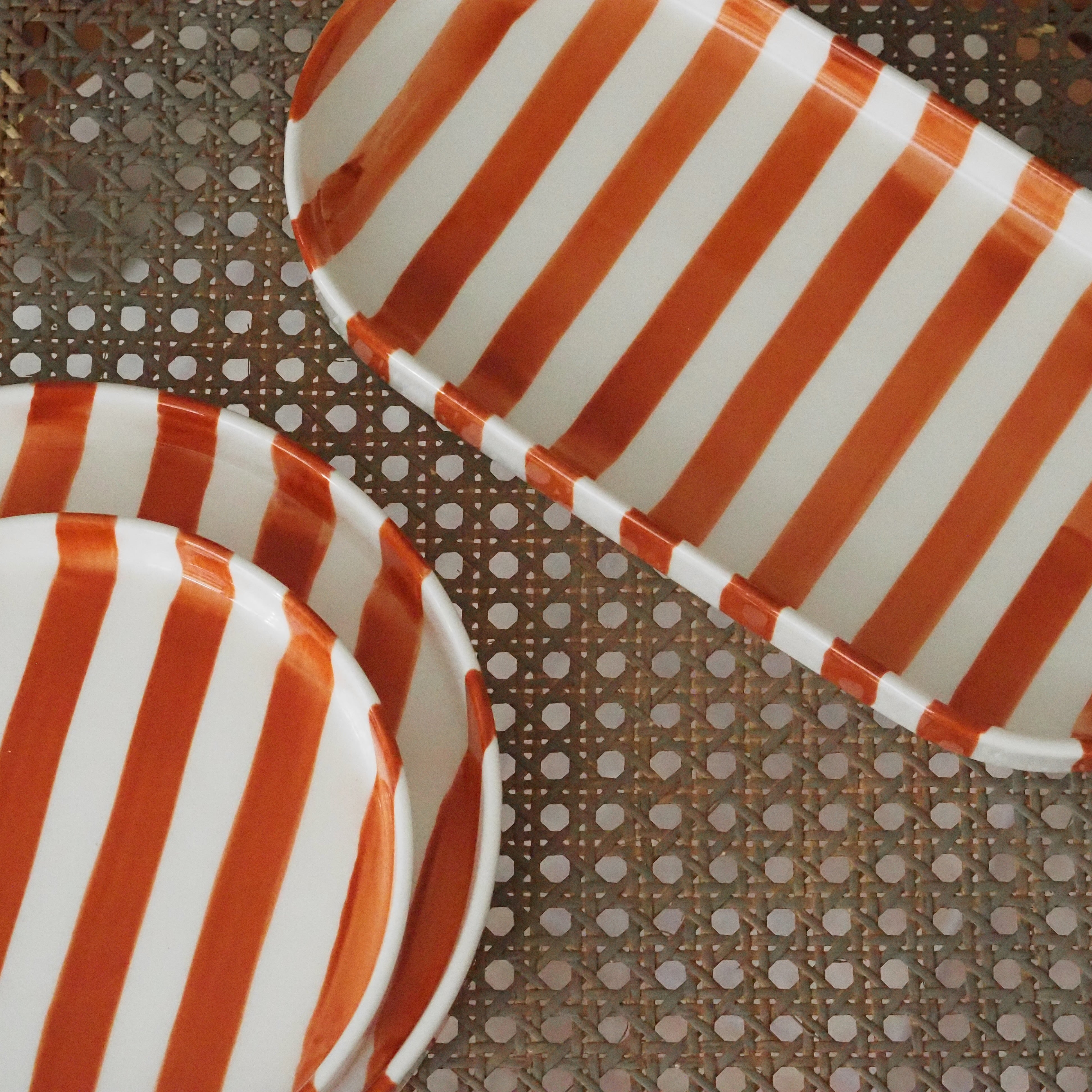 Teller Gestreift · Keramik Terrakotta Mediterrane Tafel