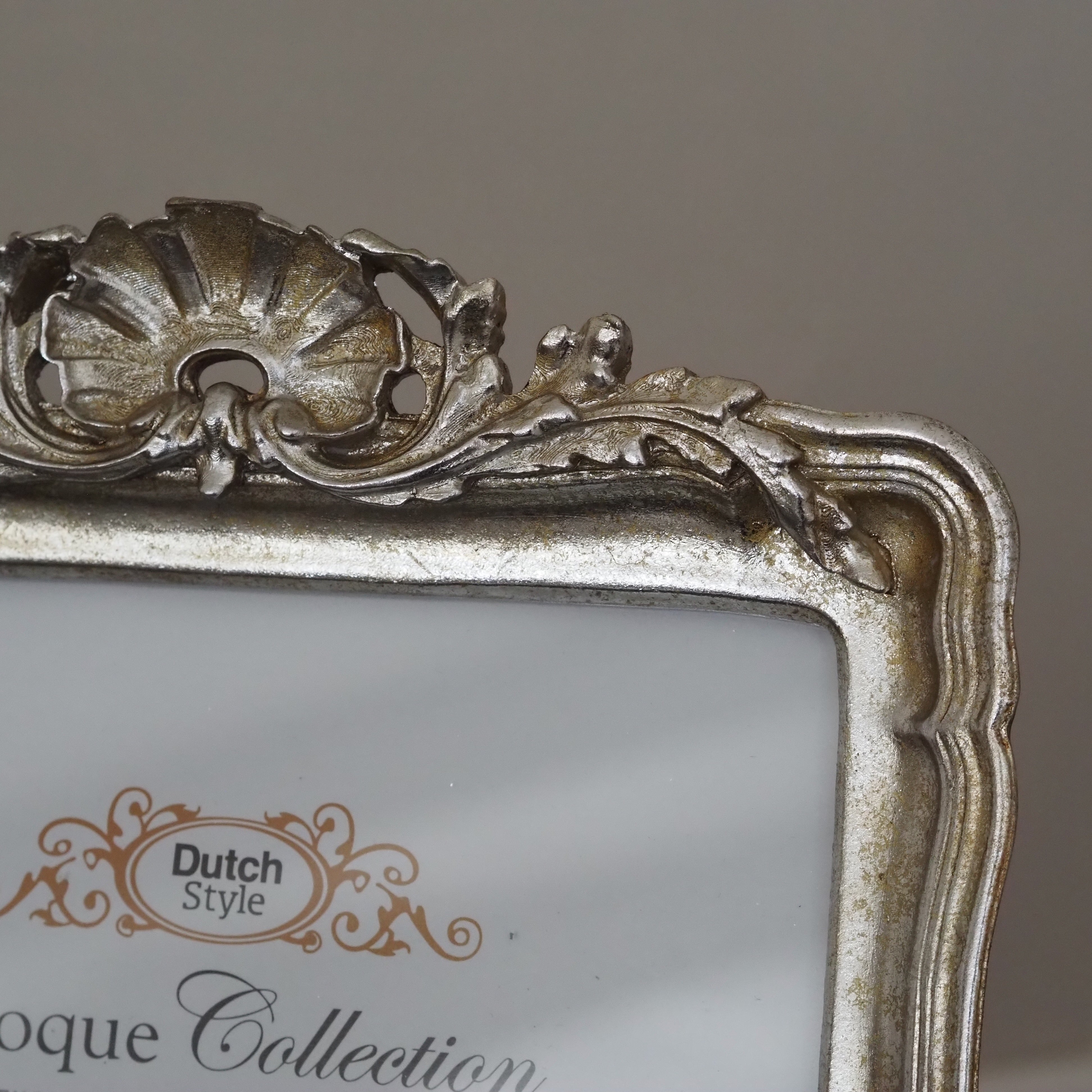 Bilderrahmen Antiksilber · Barock inspirierter Fotorahmen mit Muschelornament · für Fotos 18 × 13 cm
