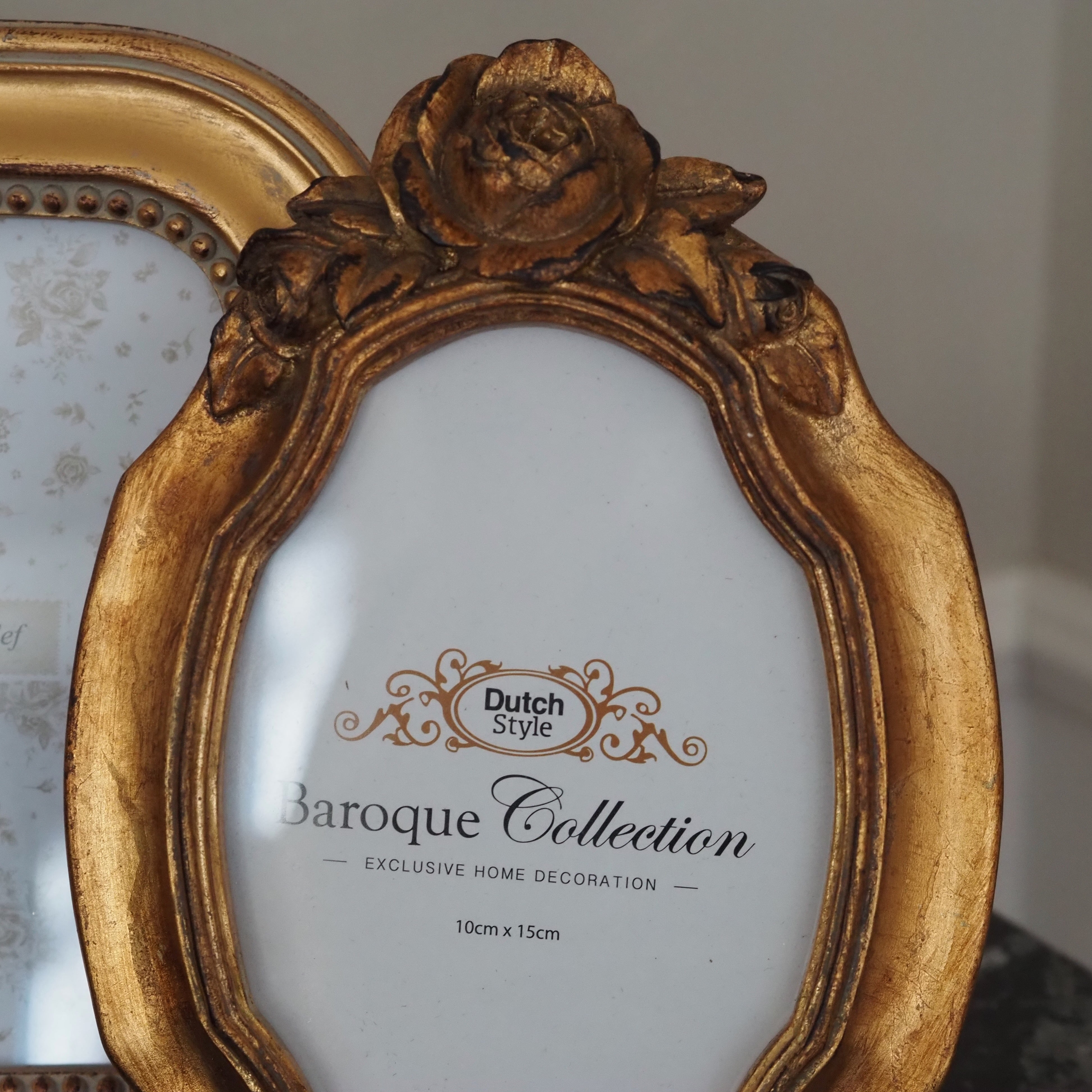 Bilderrahmen Gold 10 × 15 cm · Polyresin mit Antik-Patina [VARIANTE A – Rundbogen / VARIANTE B – Oval mit Rosendekor]