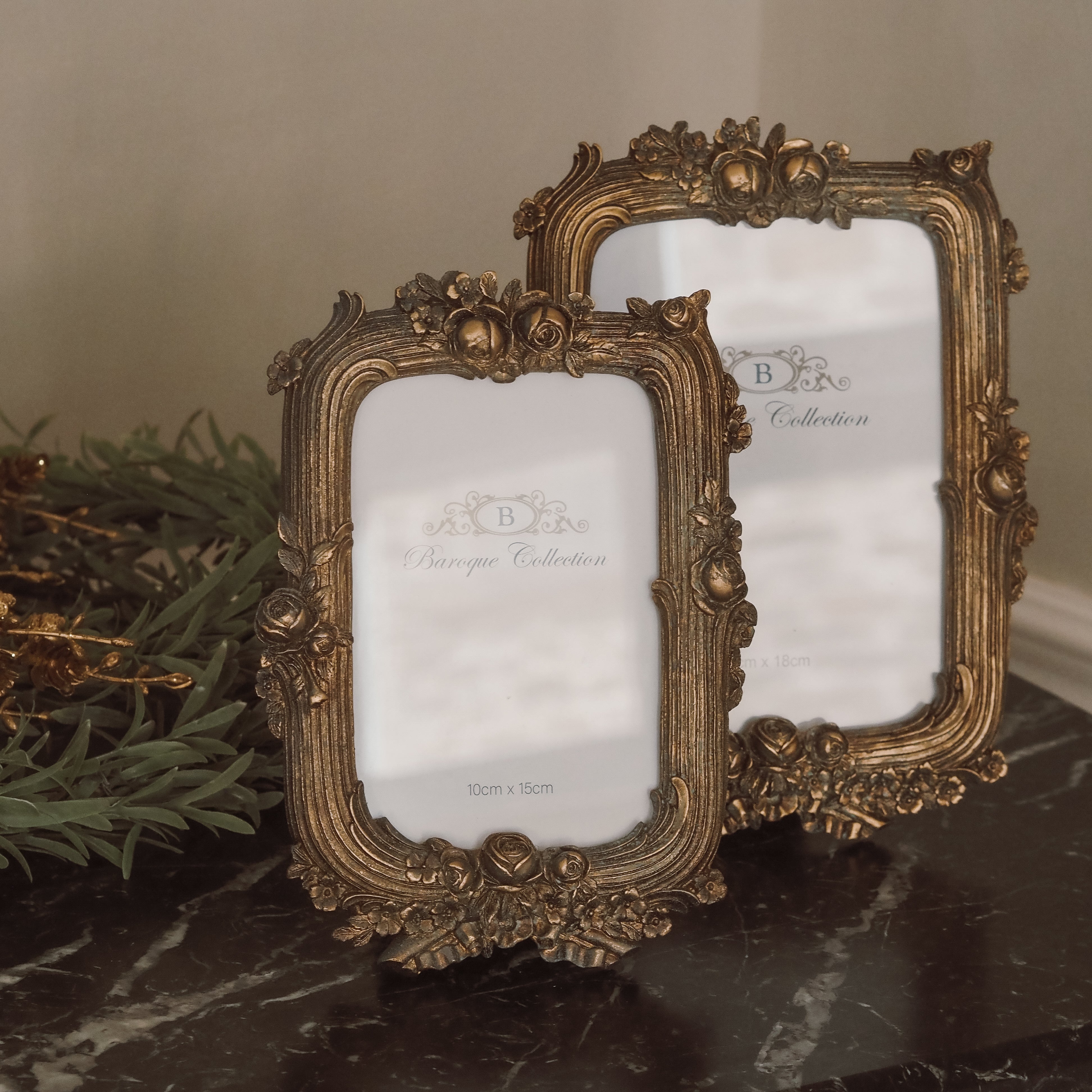 Bilderrahmen Antikgold · Barockstil mit Rosendekor
