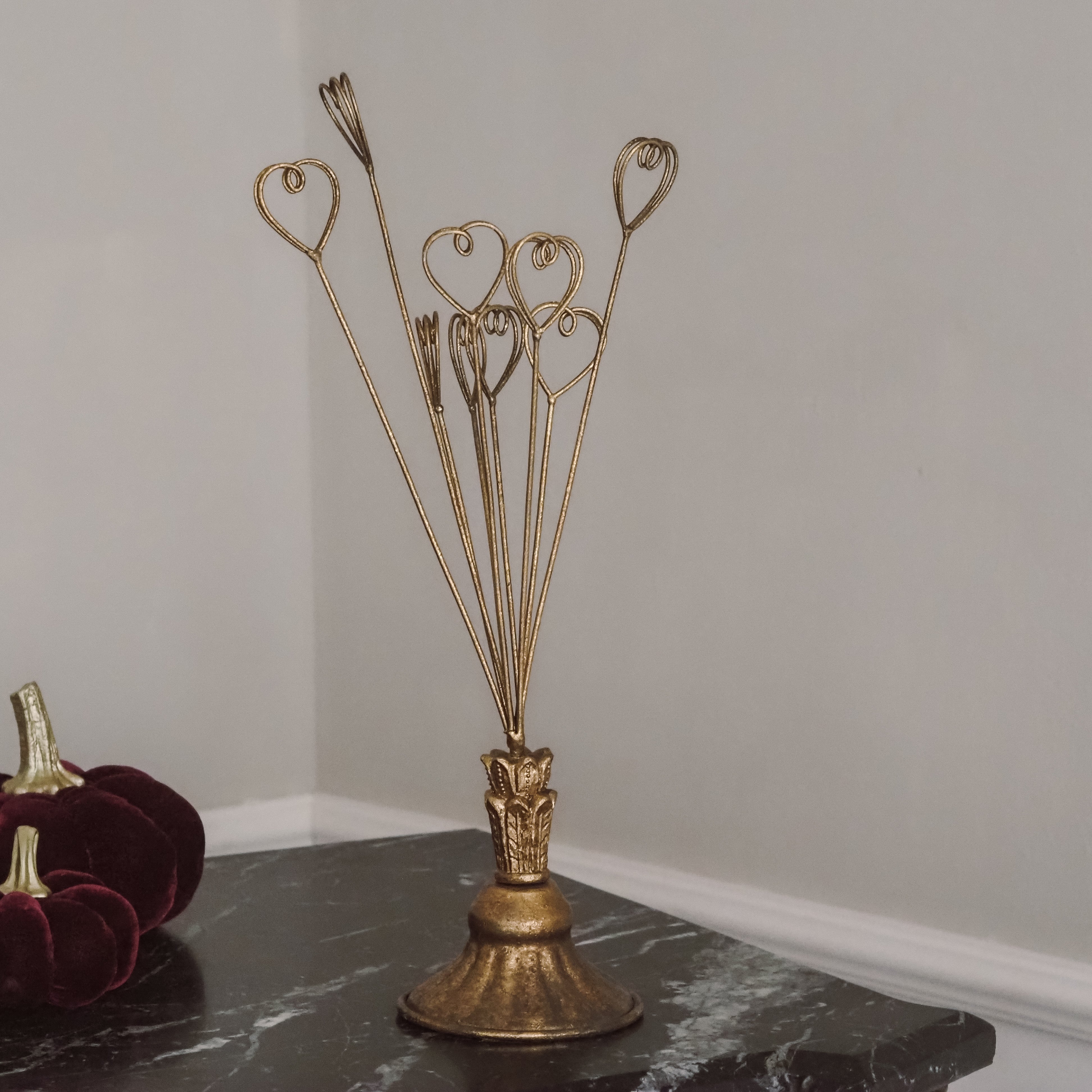 Foto- und Kartenhalter mit Herzen Gold · drehbar
