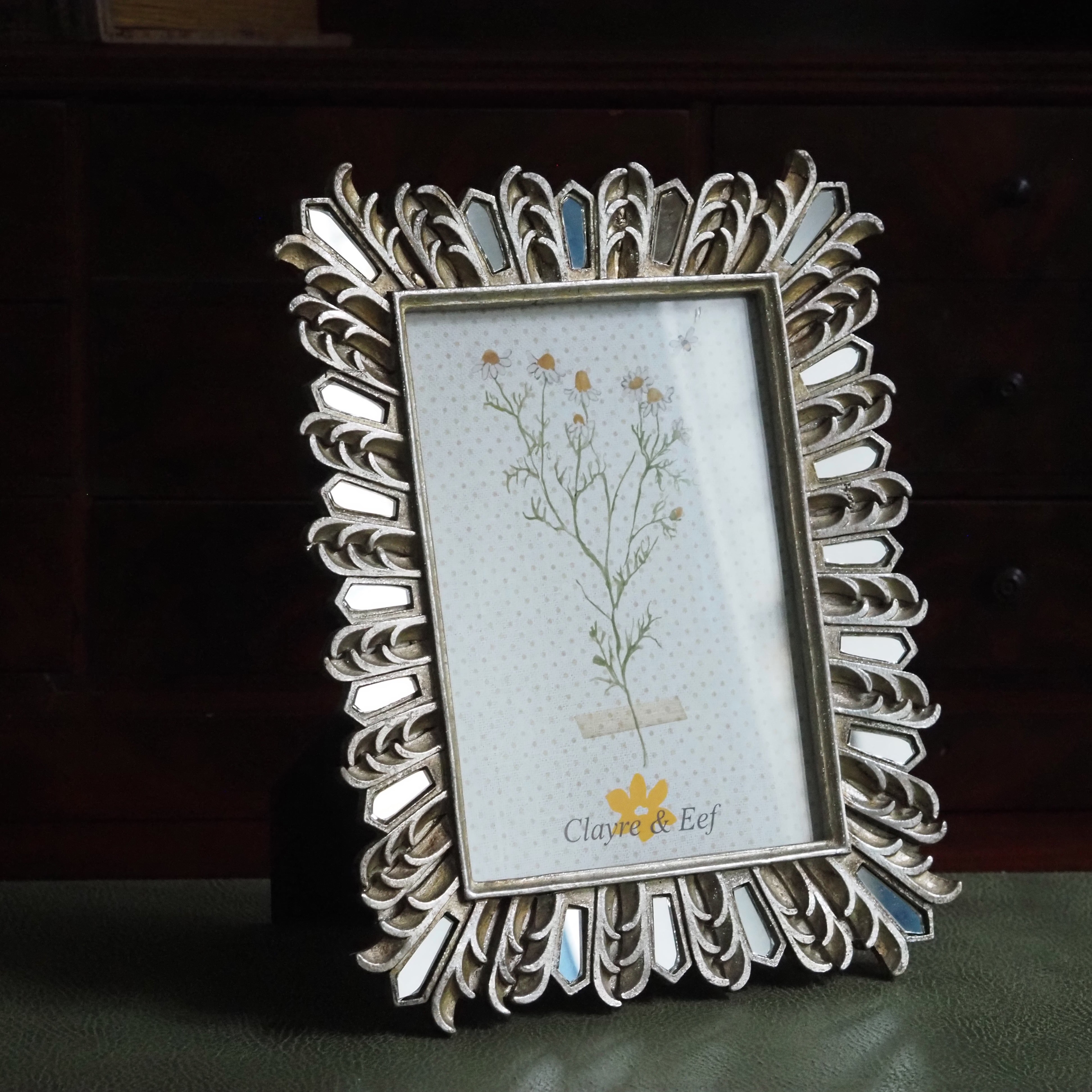 Bilderrahmen Silber-Gold · Ornamentaler Polyresin-Rahmen im Klassizismus-Stil