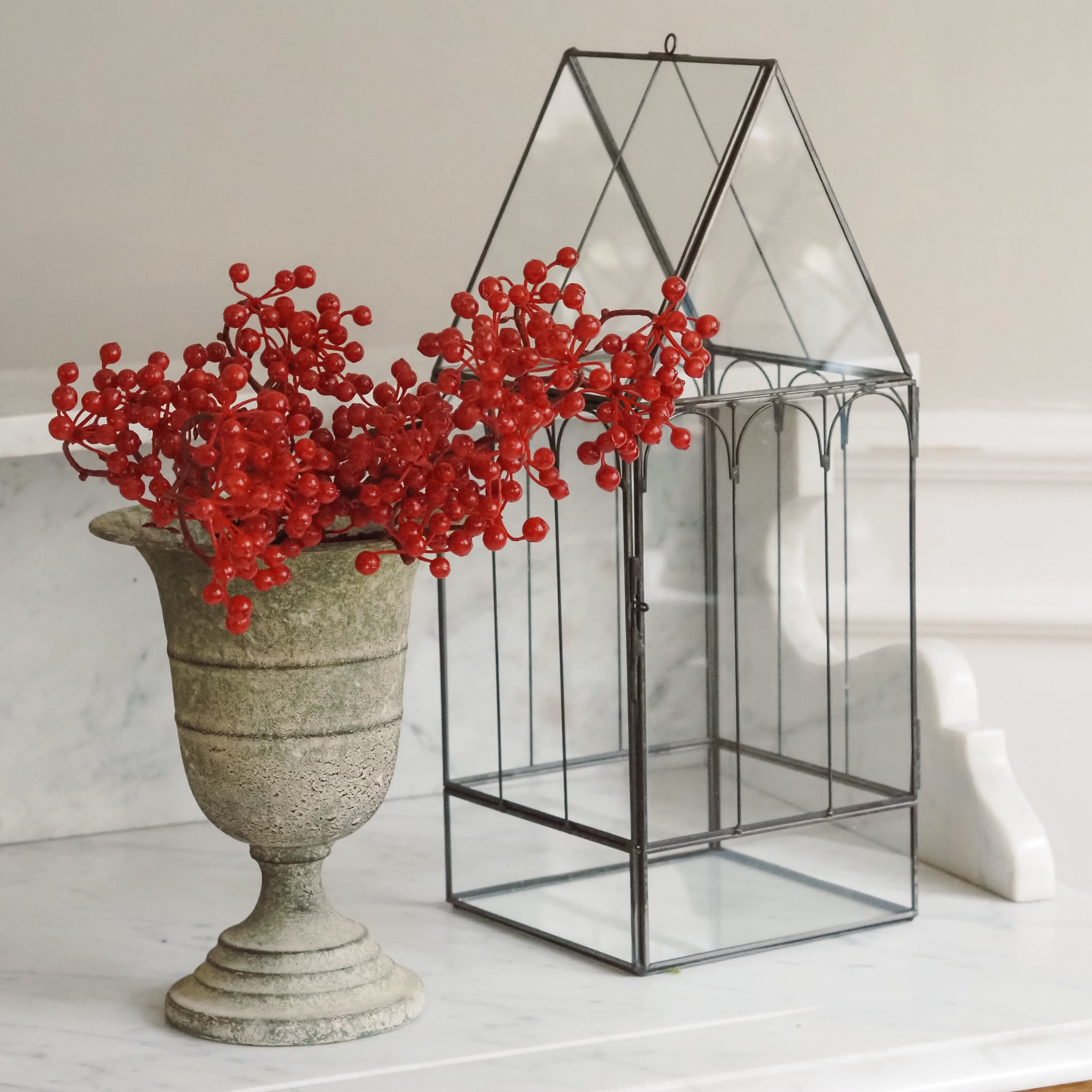 Dekovitrine Haus · Glasvitrine im Gewächshausstil zum Stellen oder Aufhängen