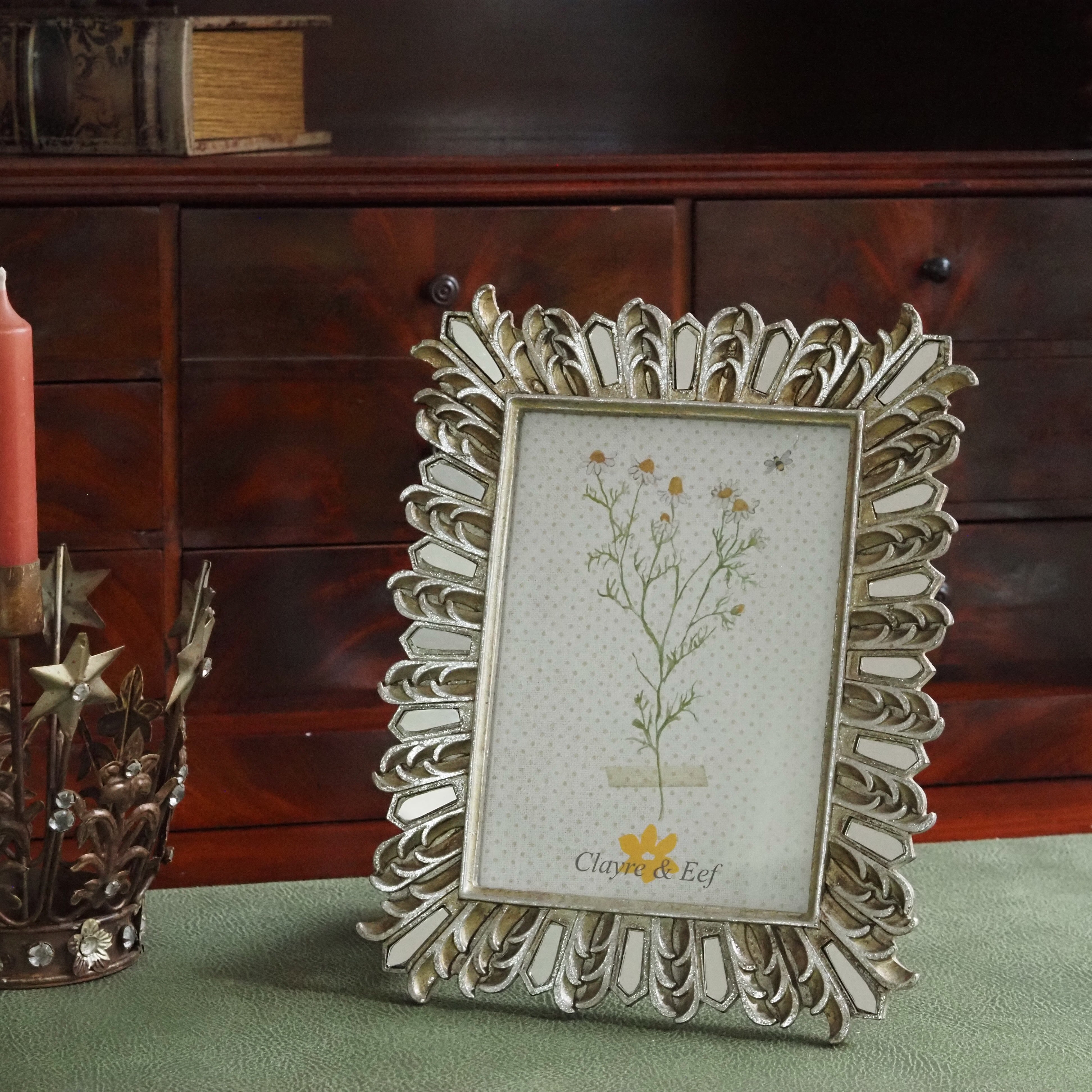 Bilderrahmen Silber-Gold · Ornamentaler Polyresin-Rahmen im Klassizismus-Stil
