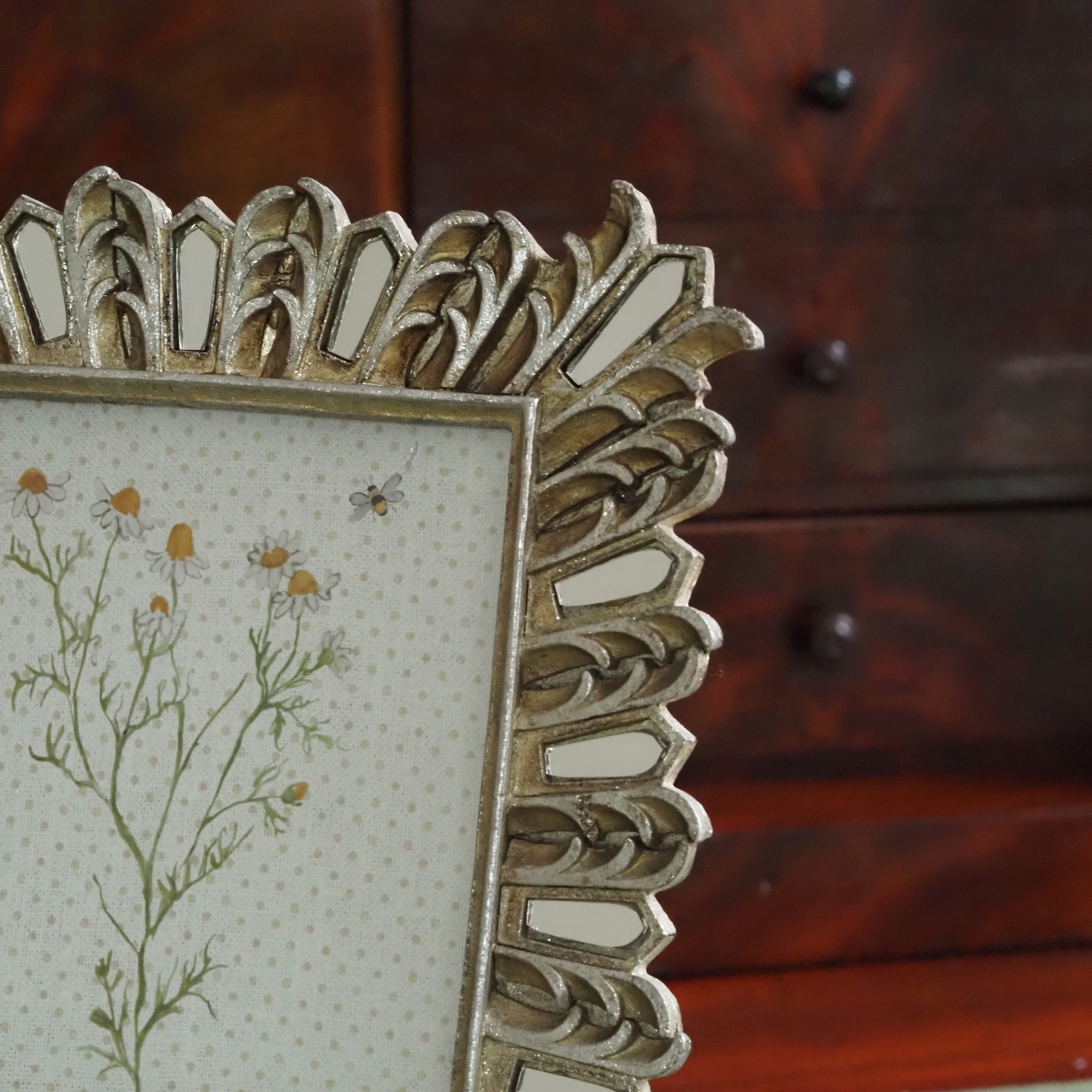 Bilderrahmen Silber-Gold · Ornamentaler Polyresin-Rahmen im Klassizismus-Stil