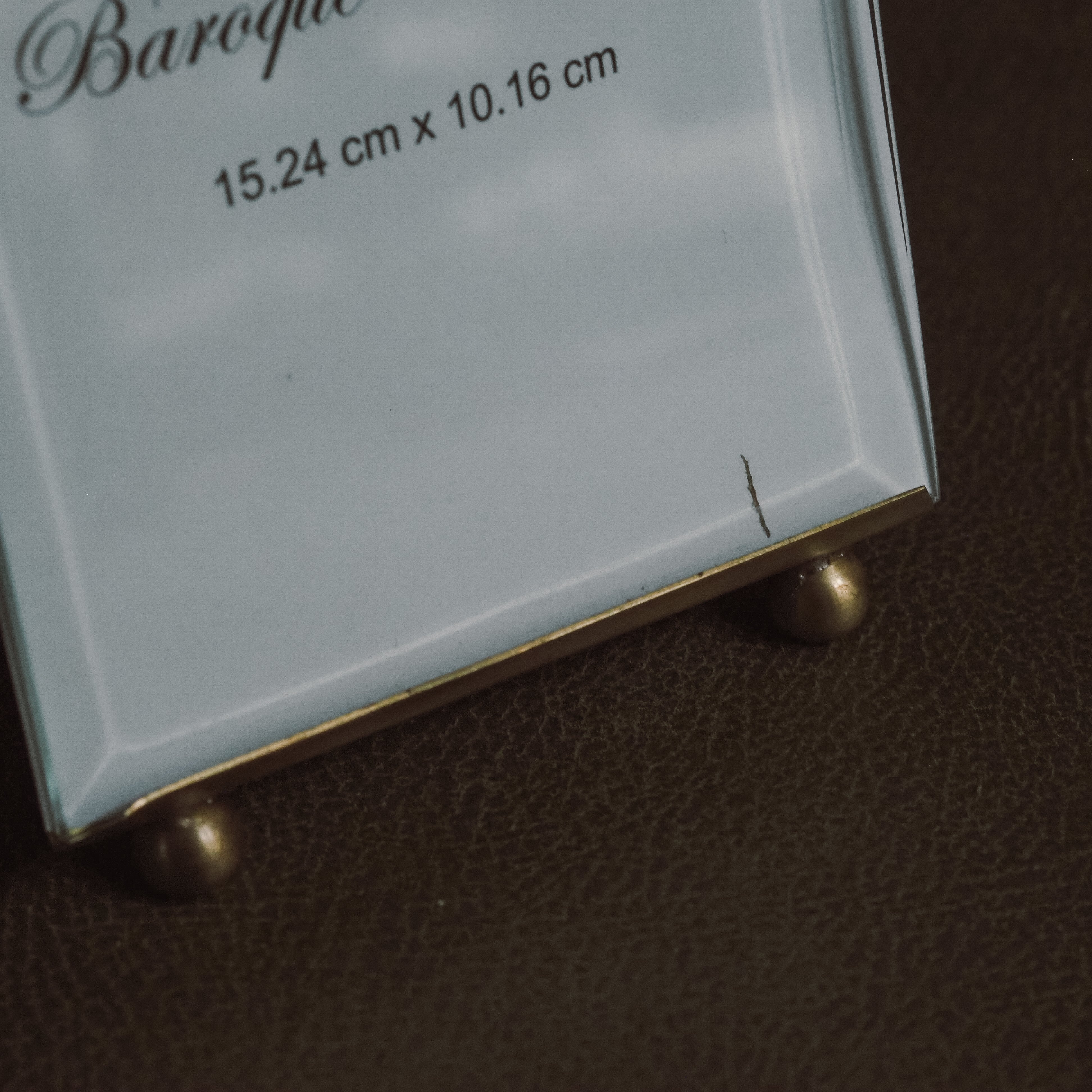 Bilderrahmen Gold · Barocke Wappenkartusche · Messing Glas 15×10 cm