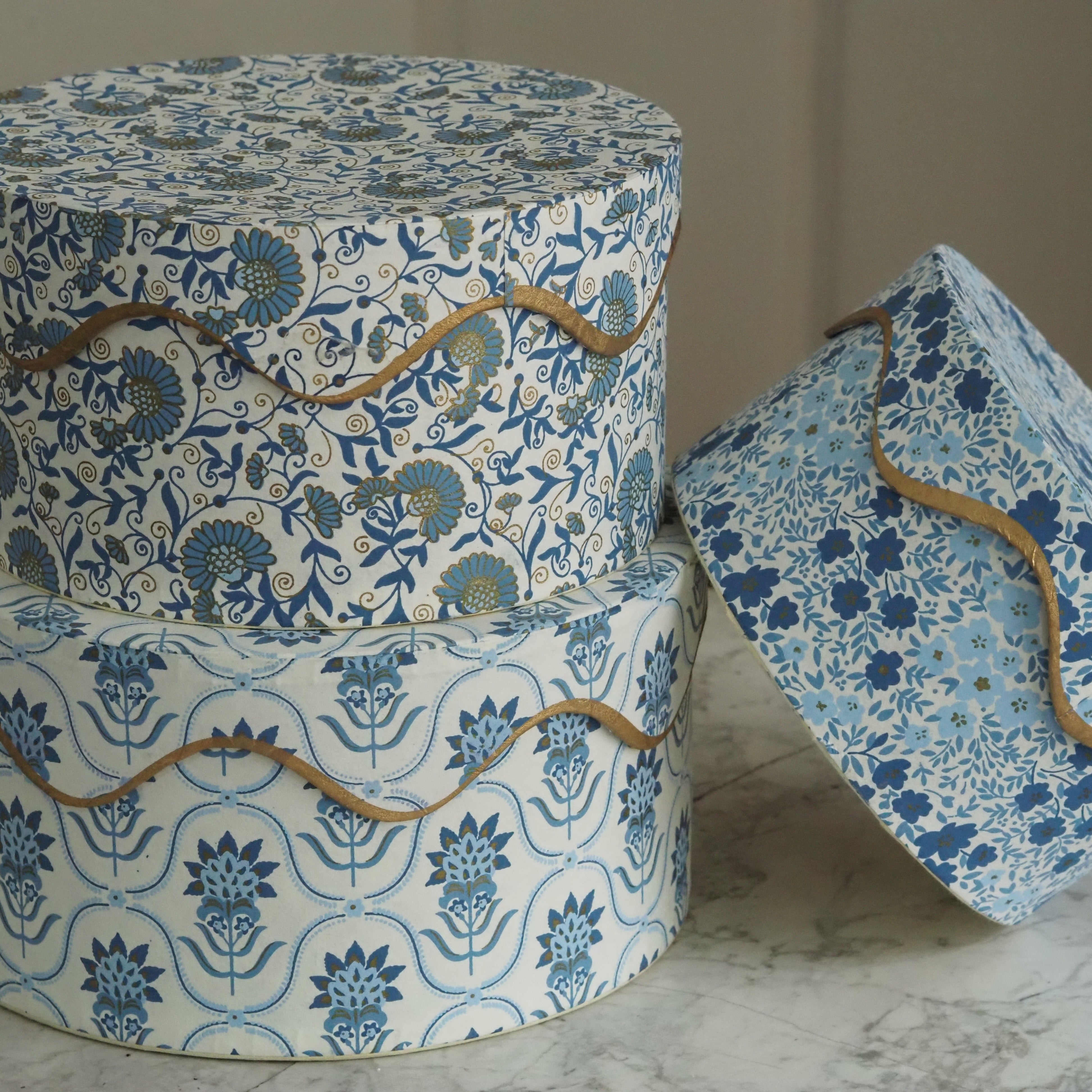 Geschenkboxen rund · florales Ornamentmuster / Aufbewahrungsboxen Set