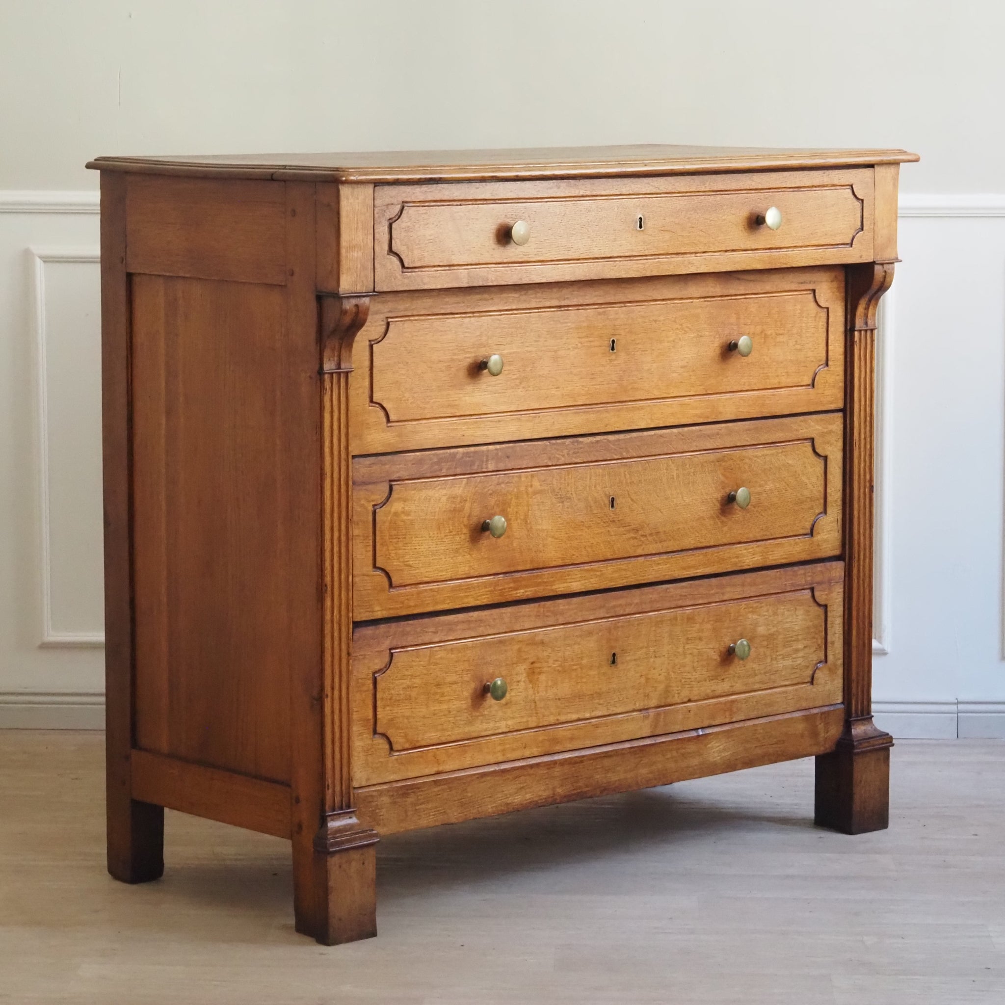 Elegante antike Schubladenkommode um 1880 - Kommode Eiche honigbraun