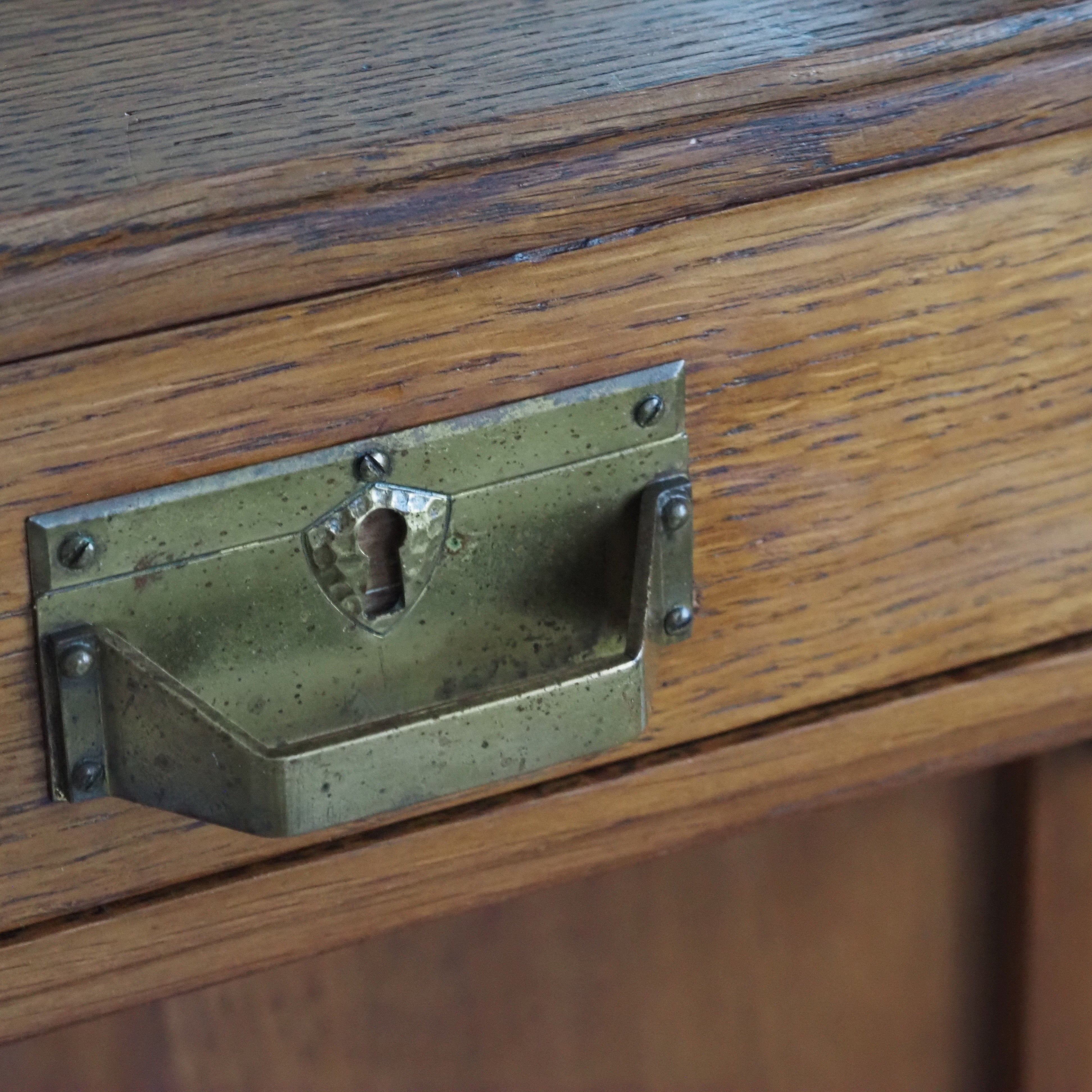 Jugendstil Garderobe Eiche mit Spiegel und Intarsien um 1900