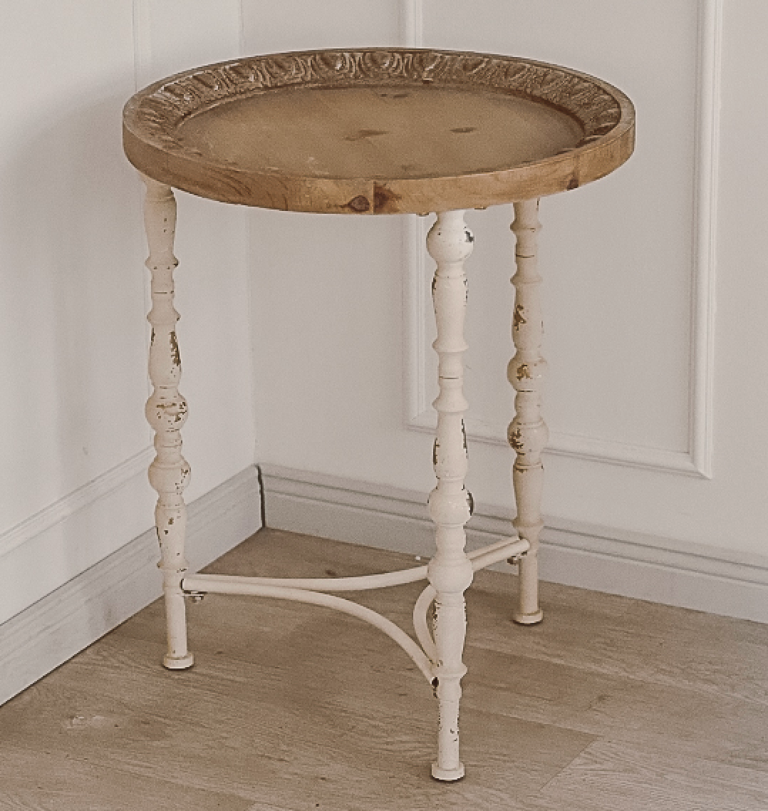 Beistelltisch rund Shabby Chic Holz Vintage-Look