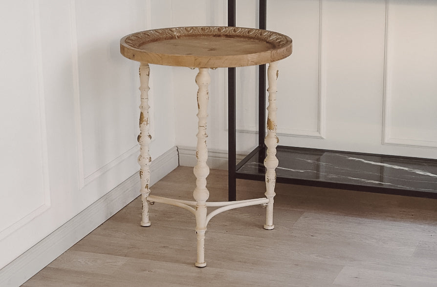 Beistelltisch rund Shabby Chic Holz Vintage-Look
